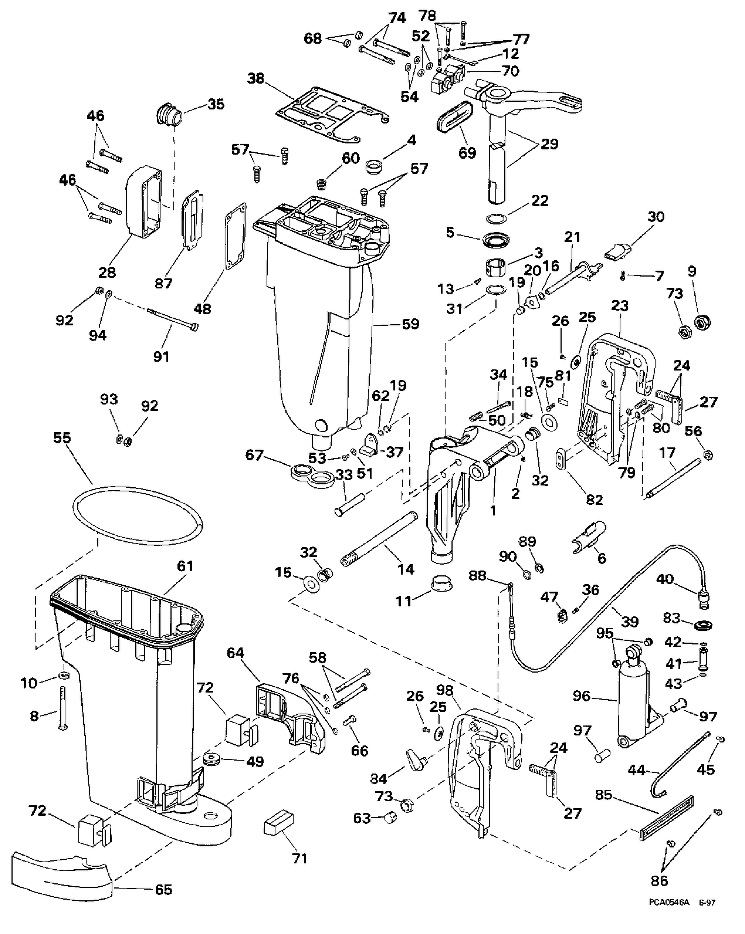 EXHAUST HOUSING/STERN & SWIVEL BRACKET