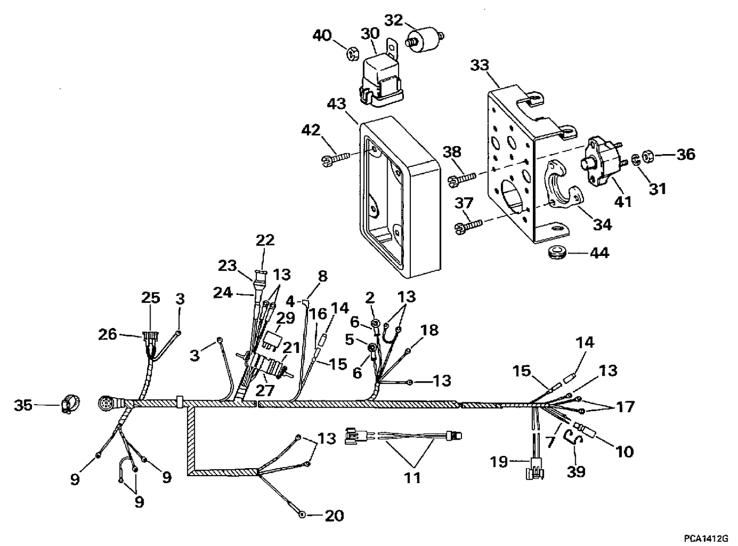 ENGINE WIRE HARNESS & BRACKET - 2V & 4V MODELS