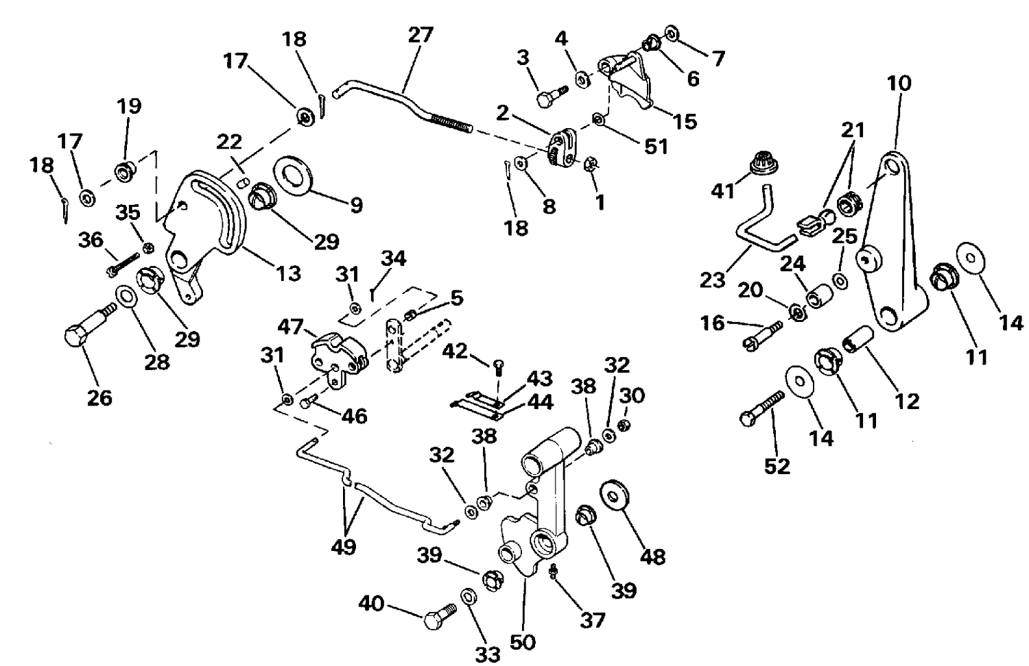 SHIFT & THROTTLE LINKAGE - MANUAL START