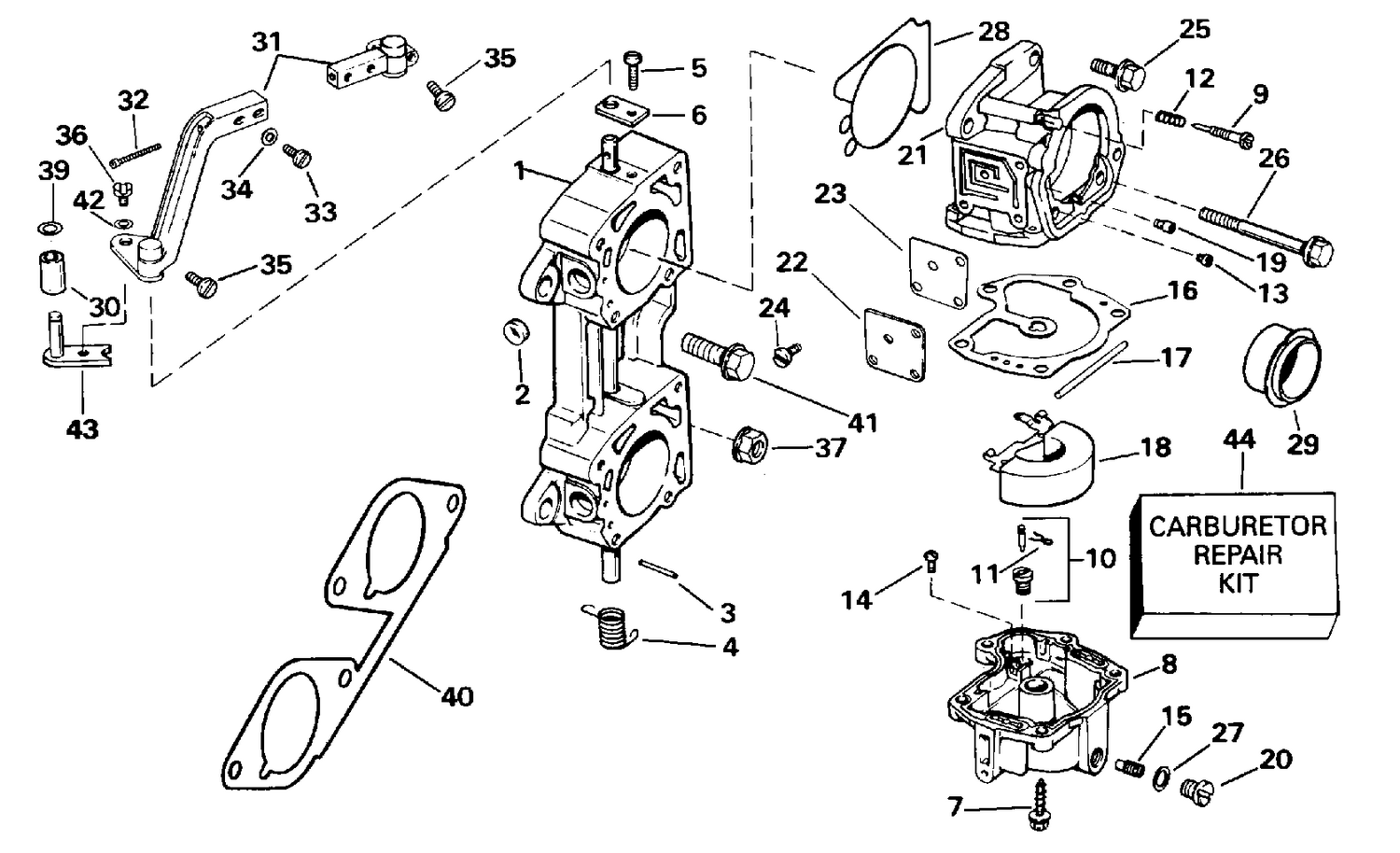 CARBURETOR & LINKAGE - "A" OR "R" SUFFIX MODELS ONLY