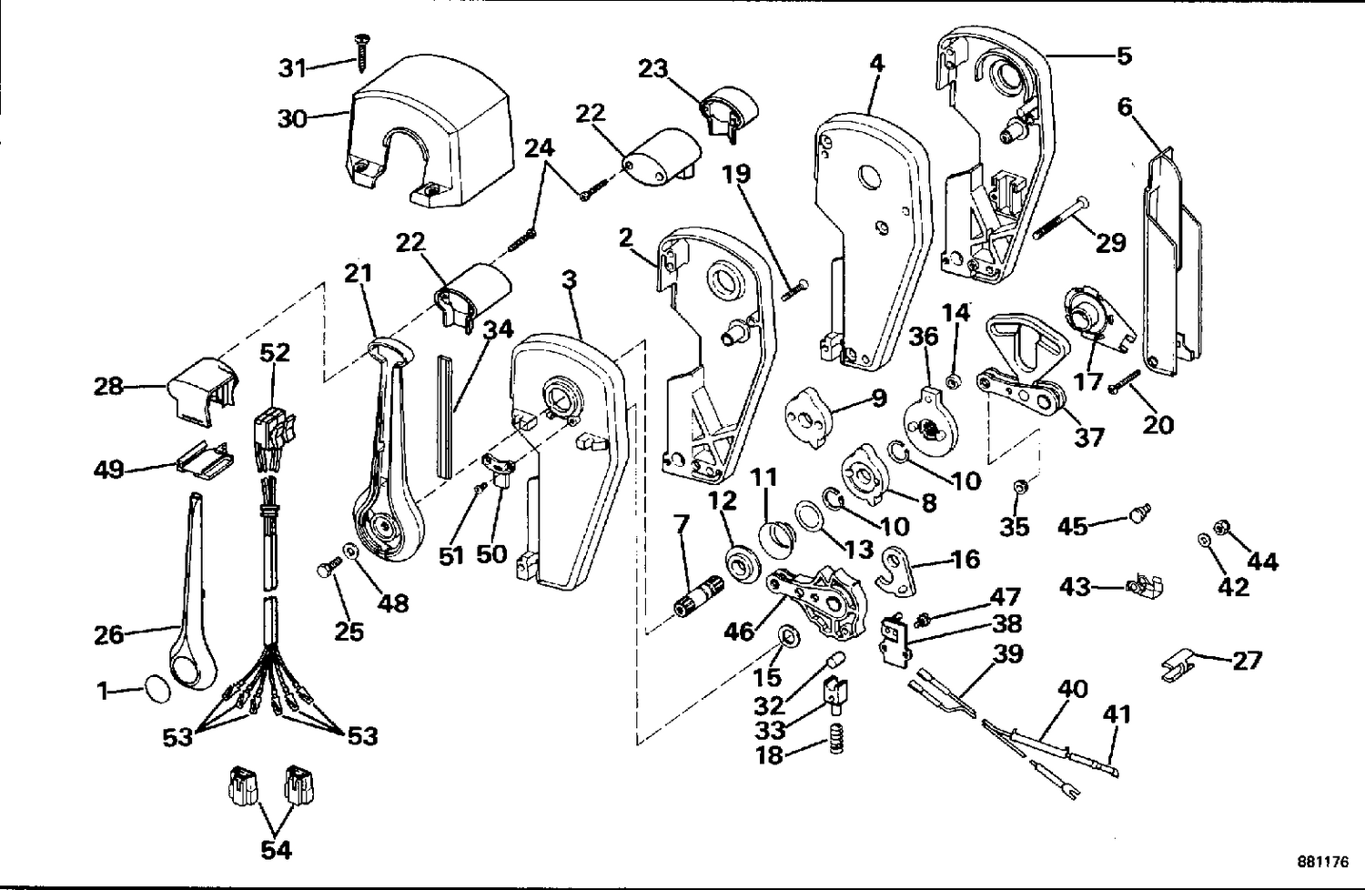 REMOTE CONTROL ASSEMBLY - BINNACLE MOUNT, DUAL LEVER