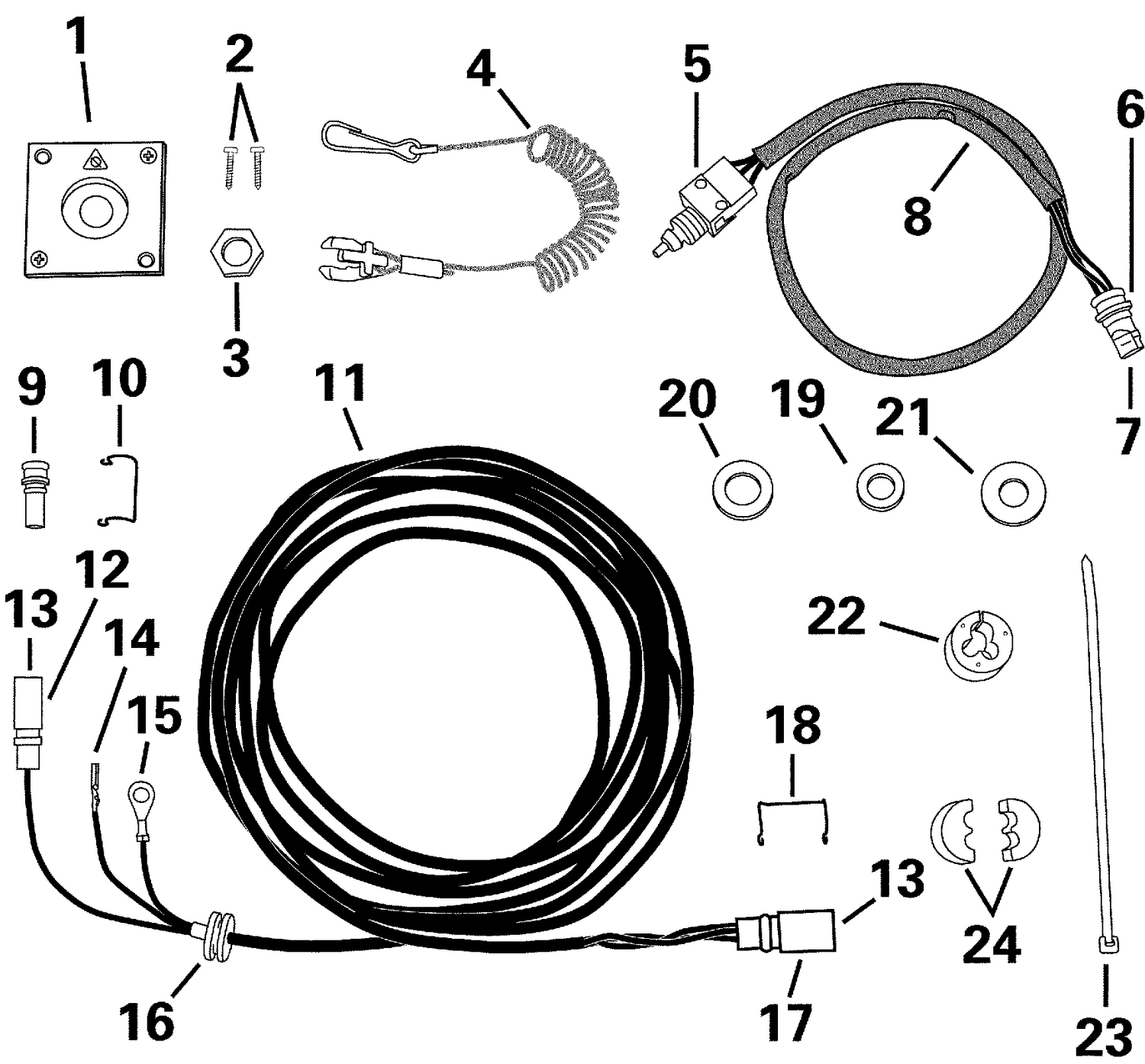 EMERGENCY IGNITION STOP SWITCH - 6 THRU 55 MODELS - DASH OR GUNWALE MOUNT