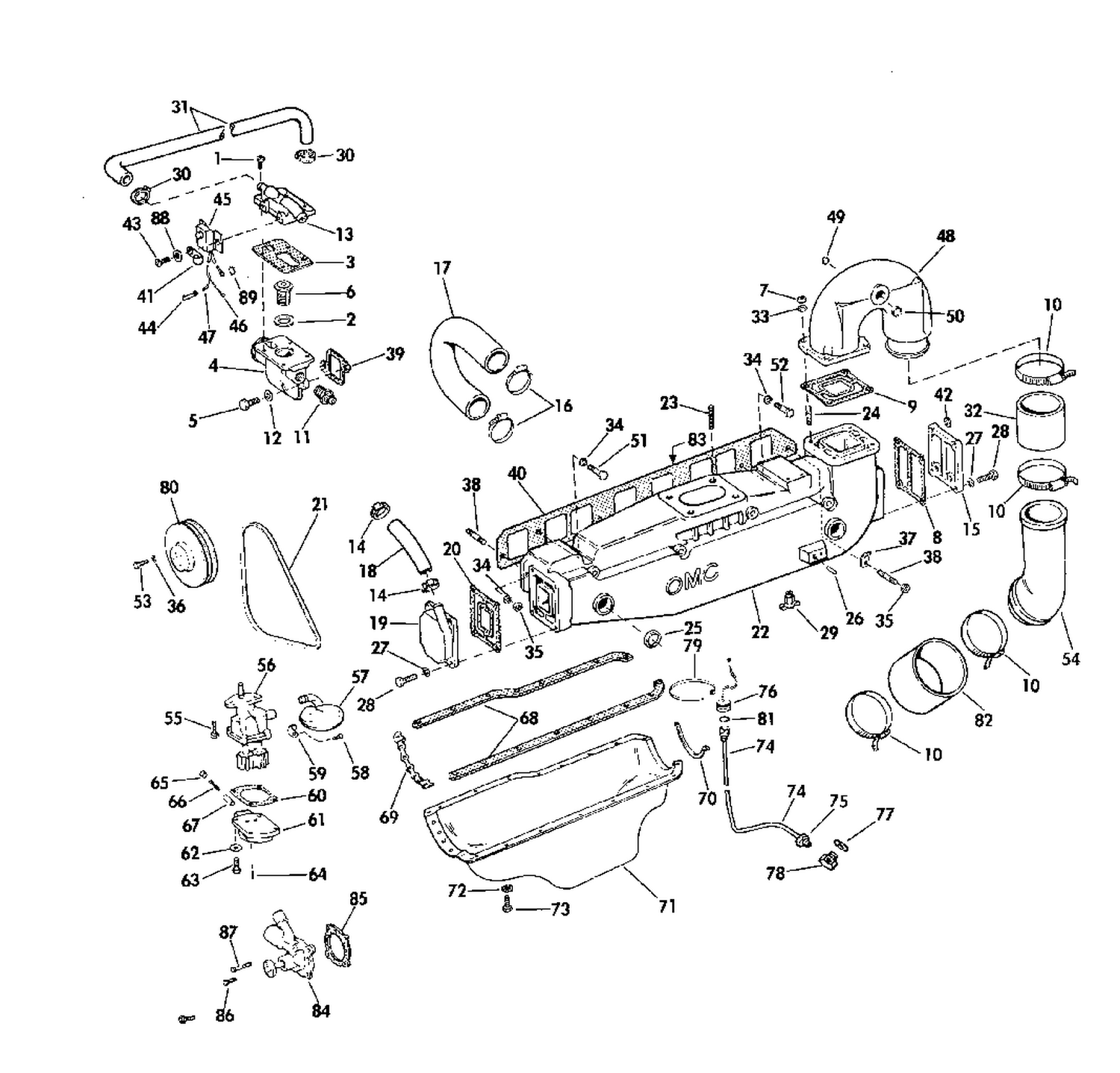COOLING & OILING GROUP 140 MODEL STERN DRIVE