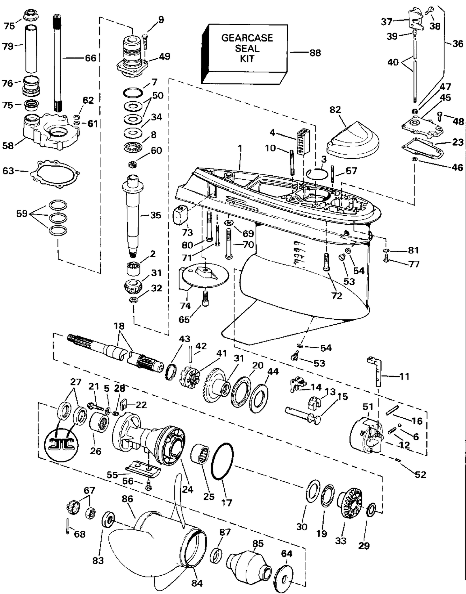 LOWER GEARCASE - STANDARD (R.H.) ROTATION