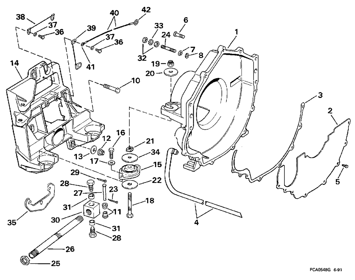 TRANSOM PLATE, FLYWHEEL HOUSING & MOUNTS
