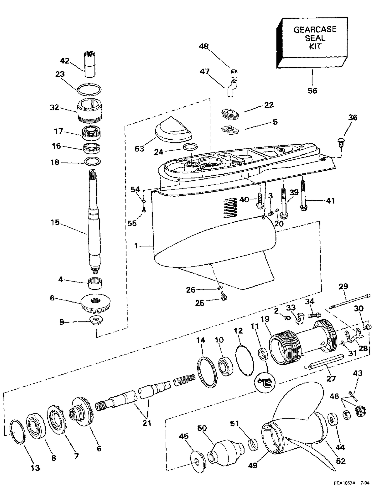 LOWER GEARCASE - SINGLE PROP