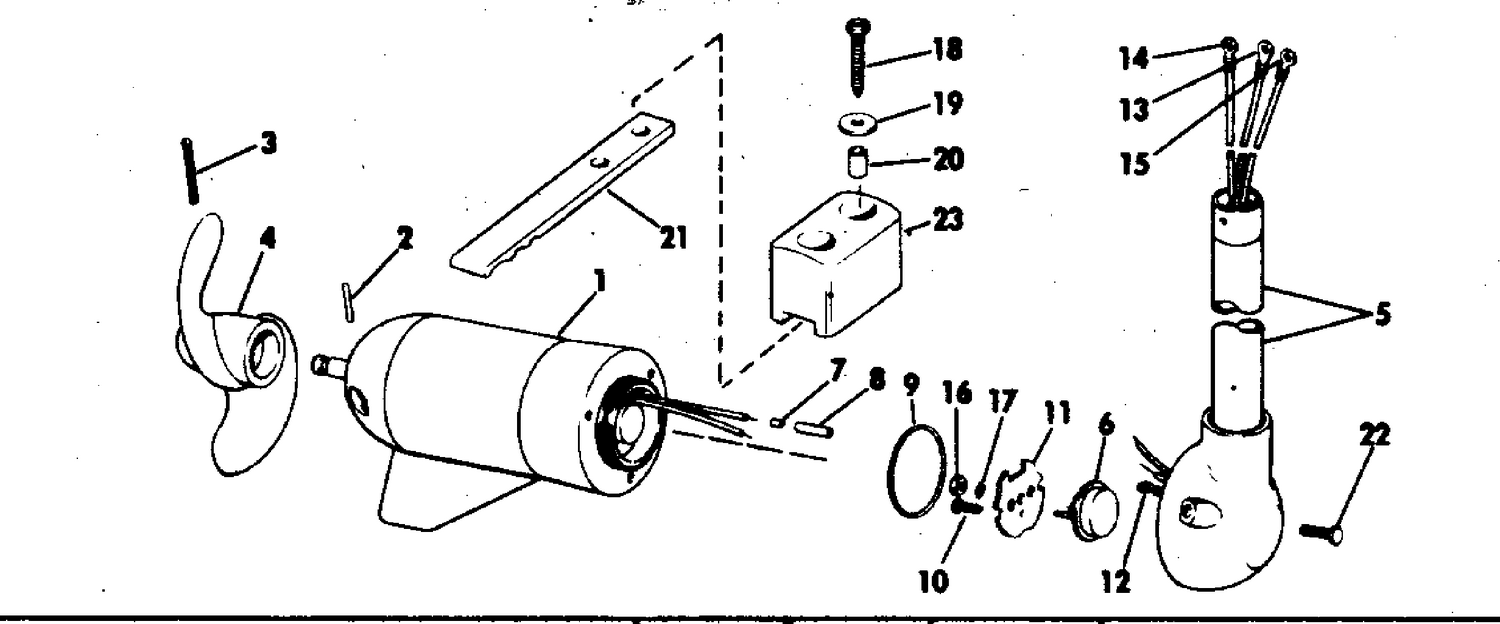 MOTOR AND ADAPTER GROUP 12 VOLT BOW MOUNT