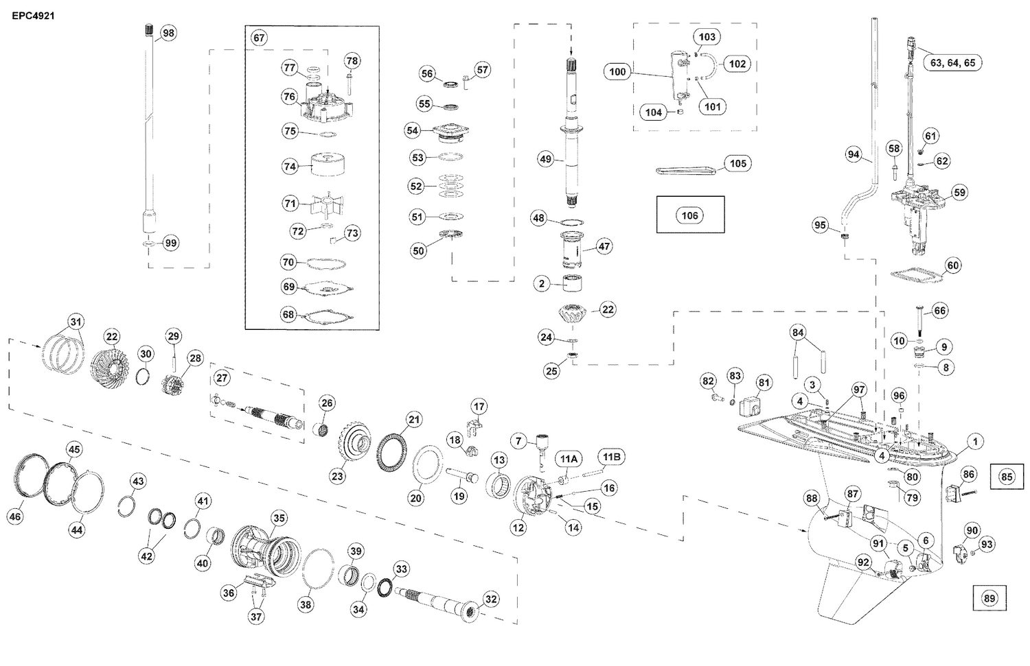07-1_GEARCASE, SLX-Type - Counter Rotation (Ratio: 12:26, 0.46, 2.16:1)