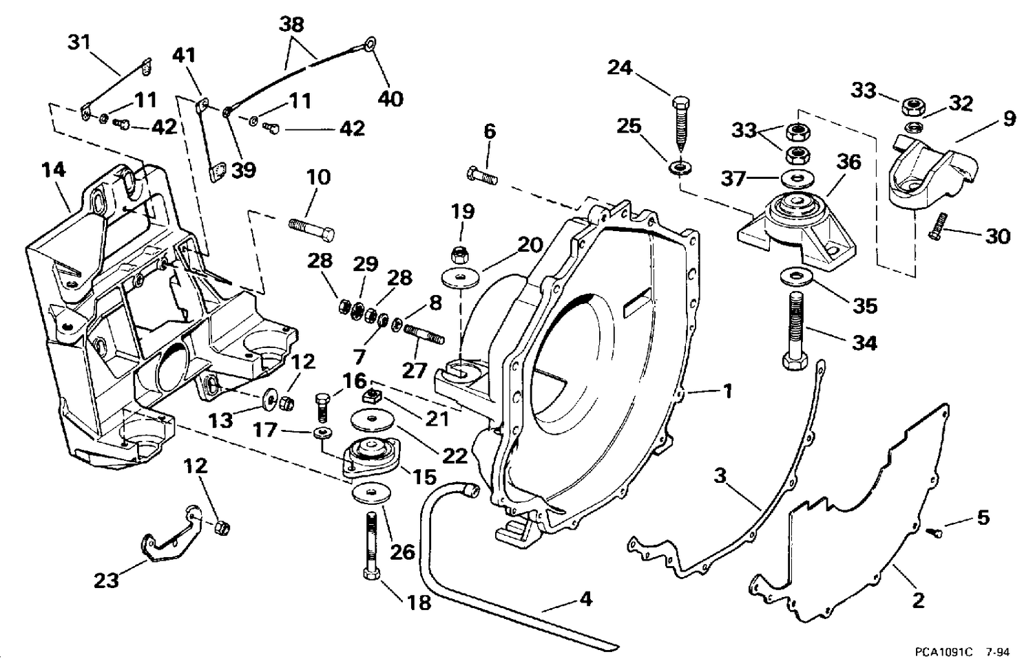 TRANSOM PLATE, FLYWHEEL HOUSING & MOUNTS