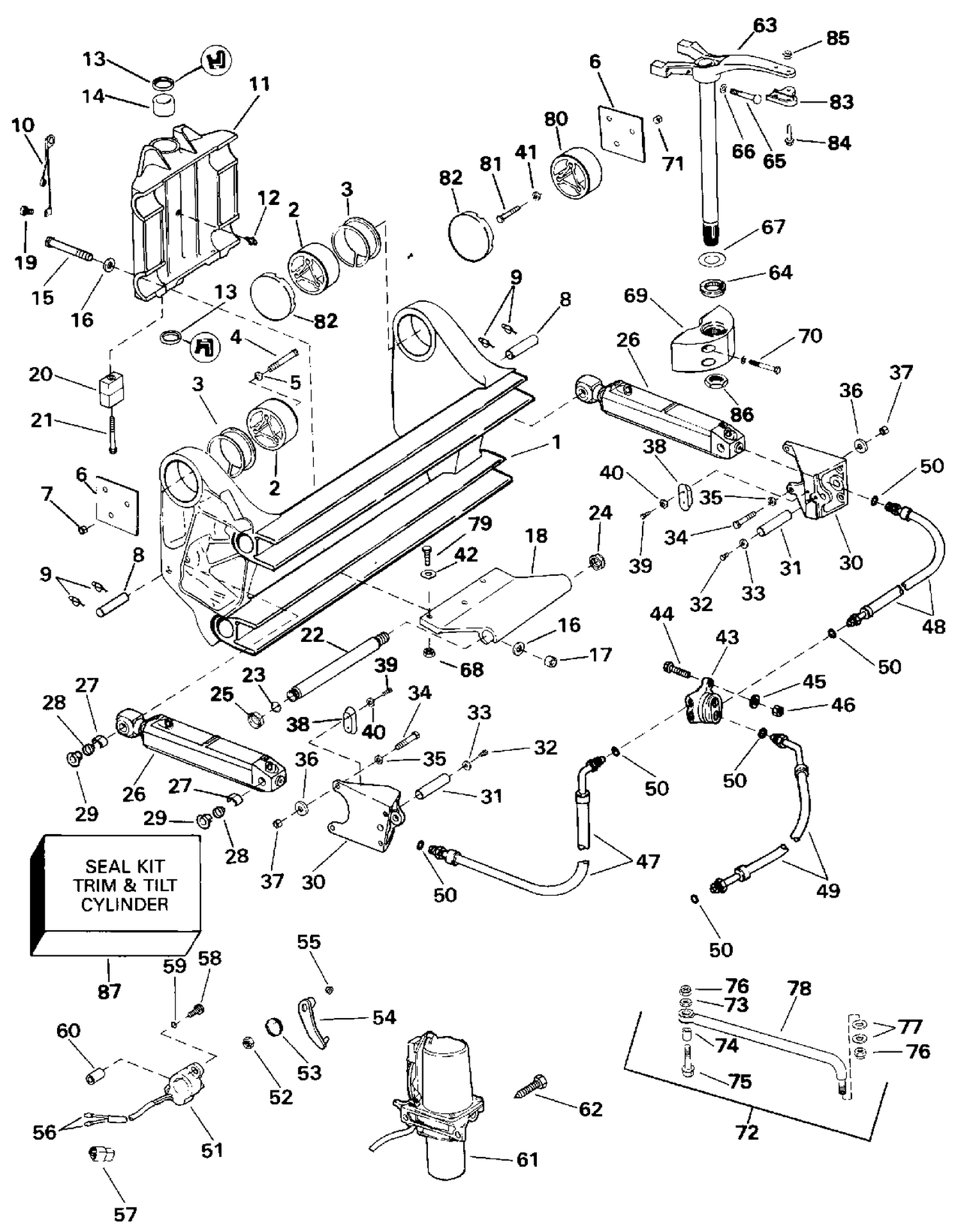 TRANSOM BRACKET ASSY. - QUIET RIDER