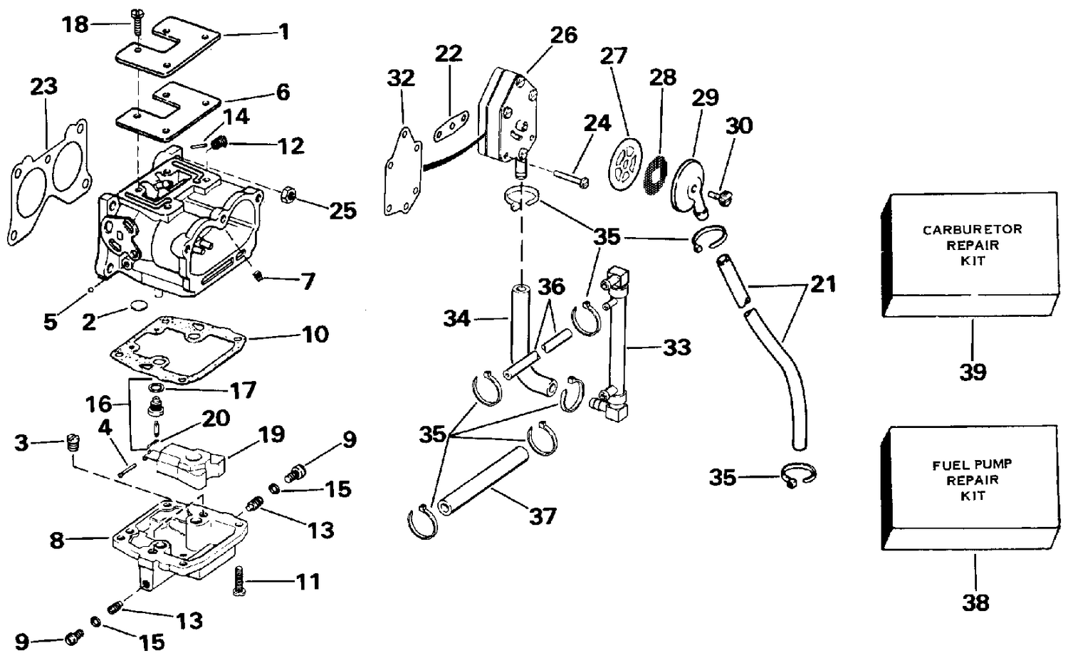 CARBURETOR, FUEL PUMP AND FILTER