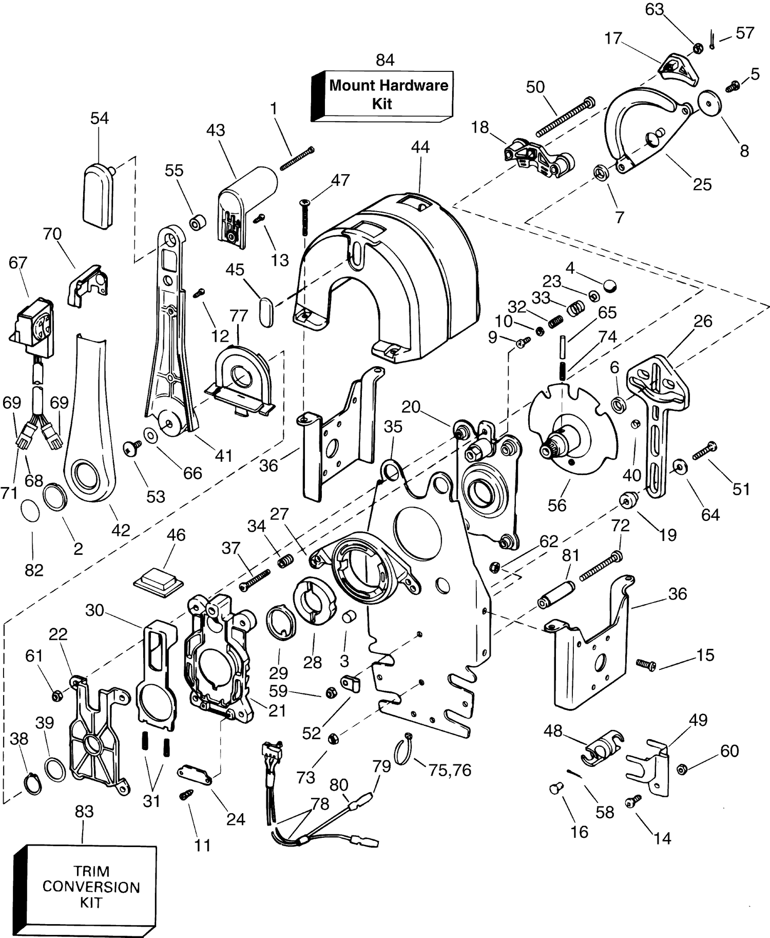 REMOTE CONTROL - DUAL LEVER BINNACLE, NO KEY