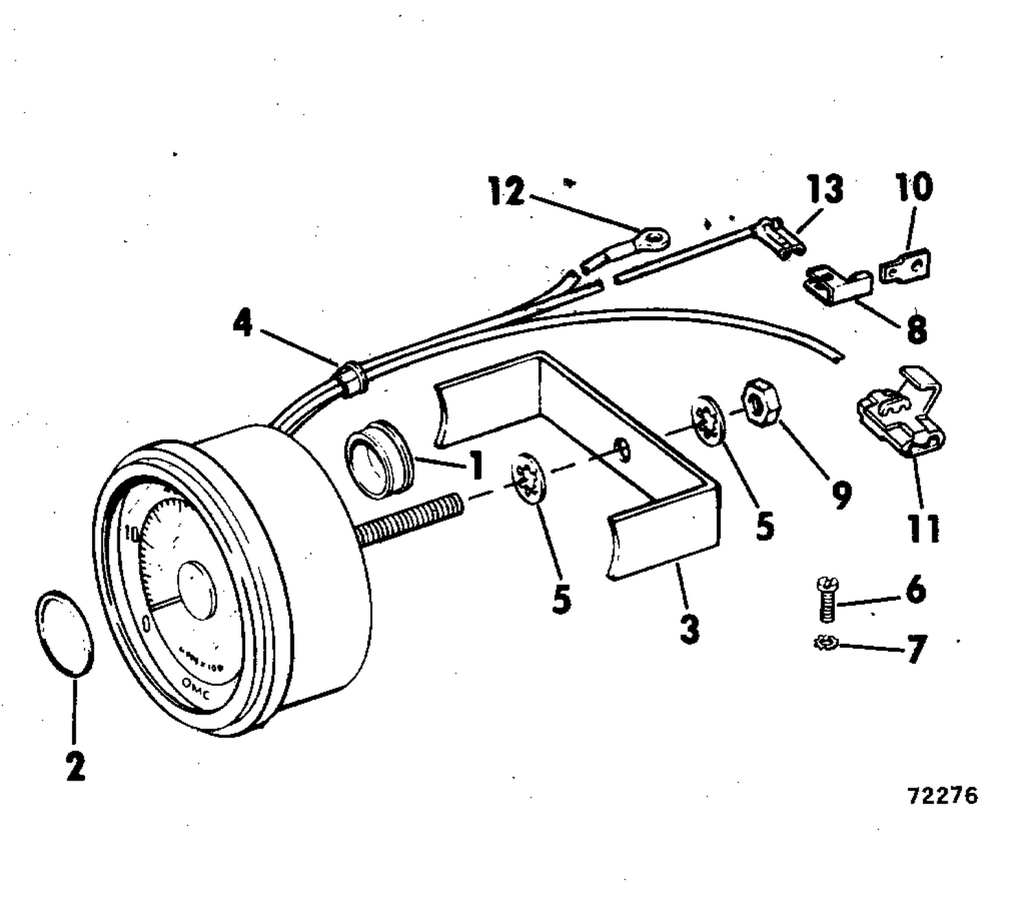 TACHOMETER KIT-RING BEZEL 55-200 HP