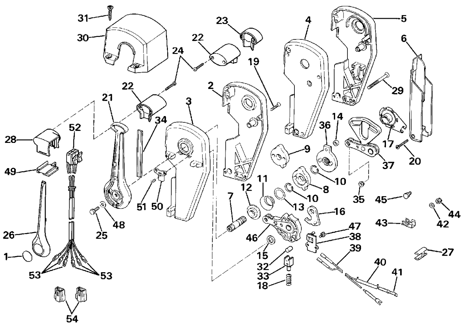 REMOTE CONTROL ASSEMBLY - BINNACLE MOUNT, DUAL LEVER