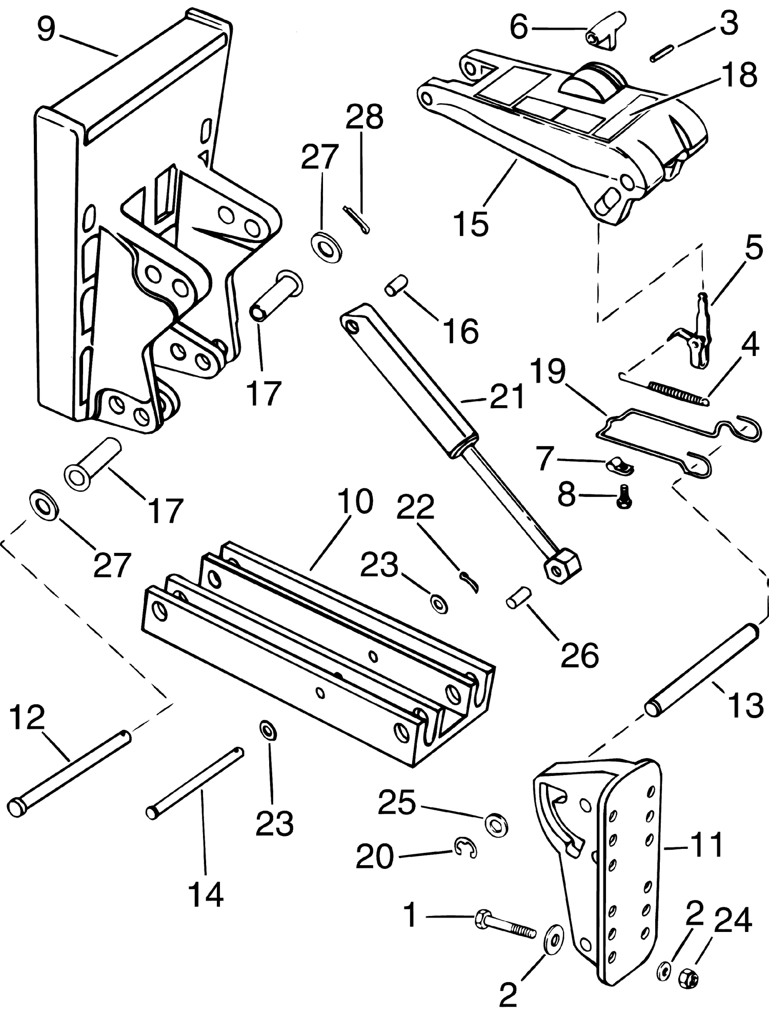 AUXILIARY ENGINE BRACKET - 125 LB (56.6 KG) CAPACITY