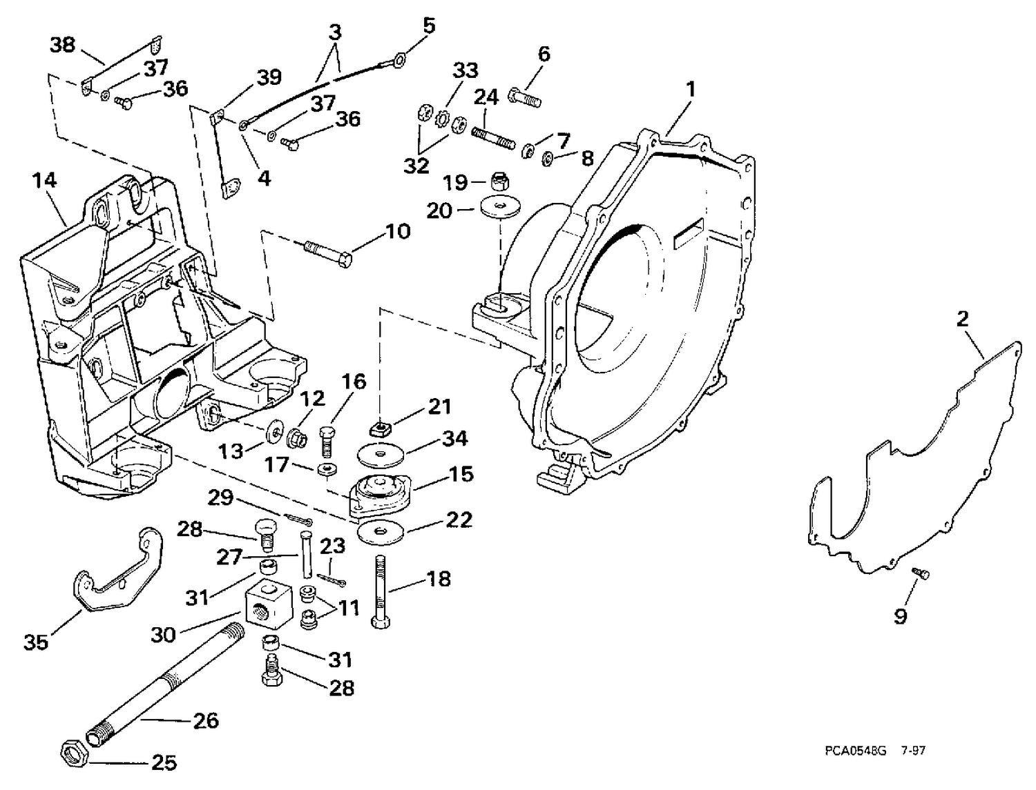 TRANSOM PLATE, FLYWHEEL HOUSING & MOUNTS