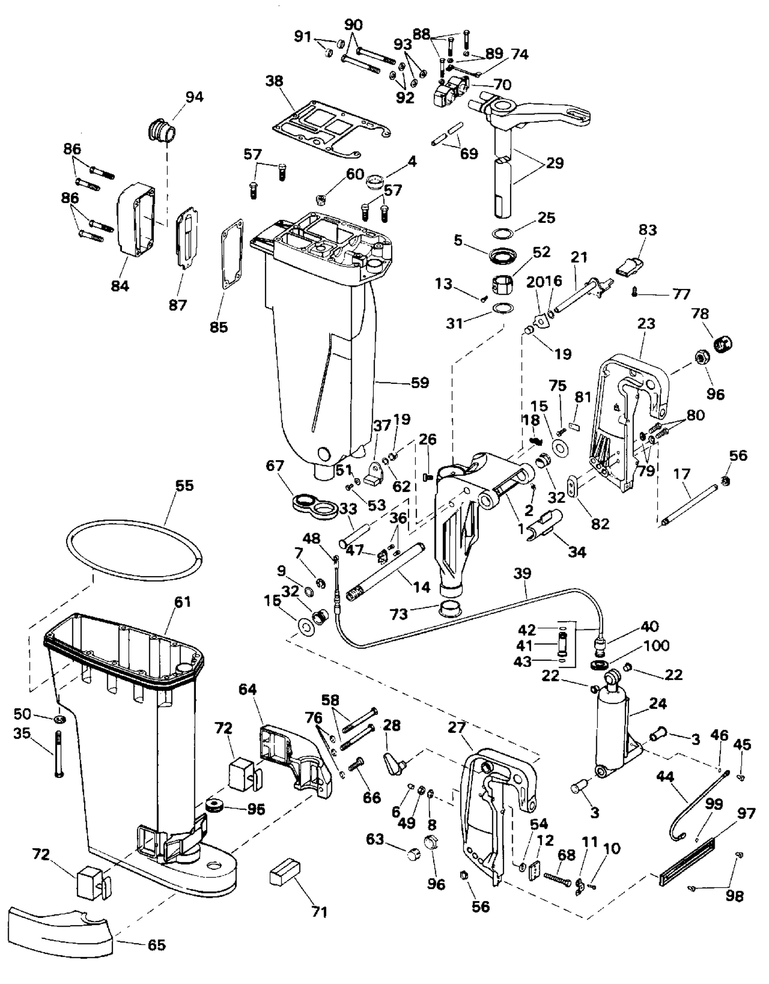 EXHAUST HOUSING & STERN & SWIVEL BRACKET