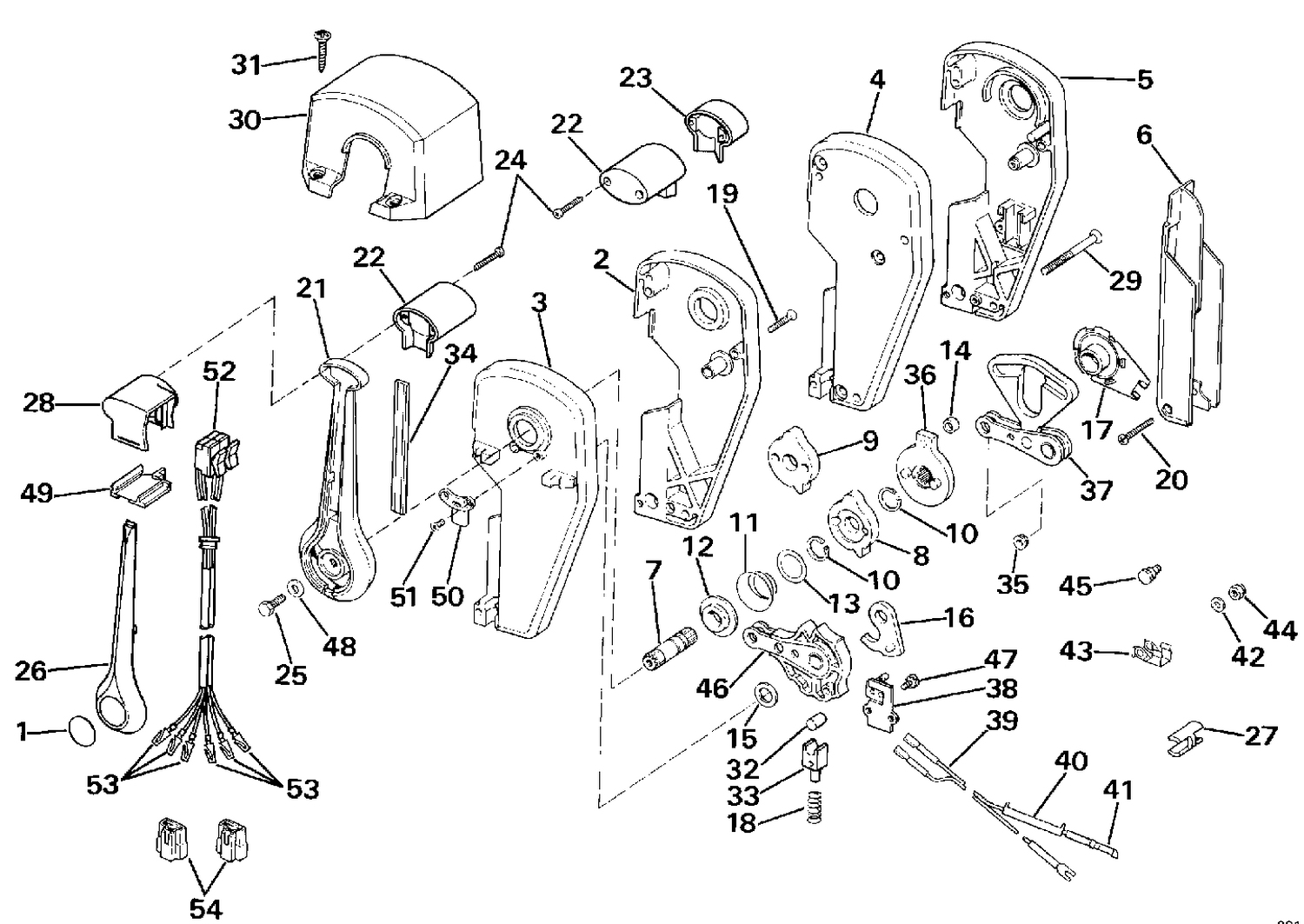 REMOTE CONTROL ASSEMBLY - BINNACLE MOUNT, DUAL LEVER