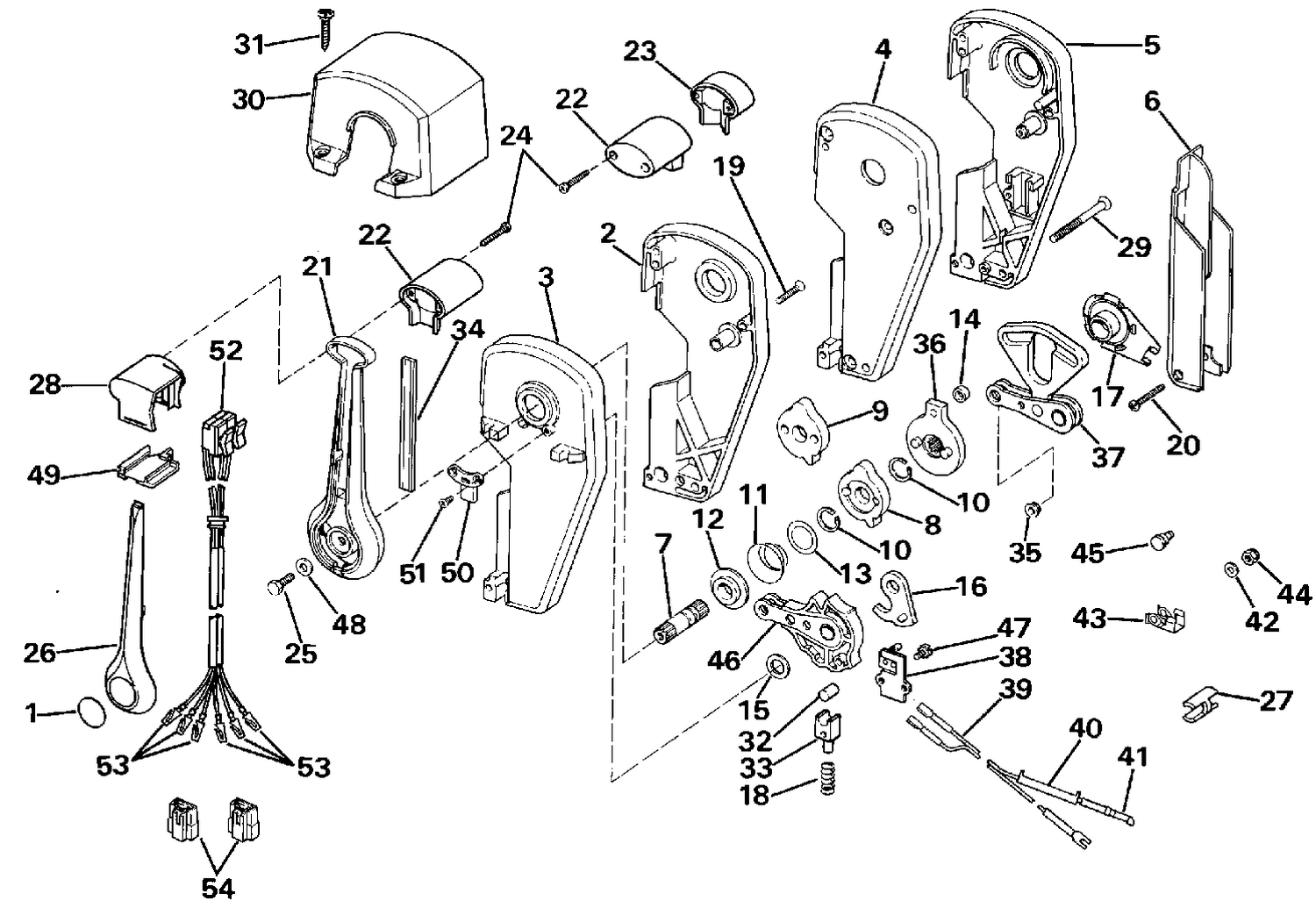REMOTE CONTROL ASSEMBLY - BINNACLE MOUNT, DUAL LEVER
