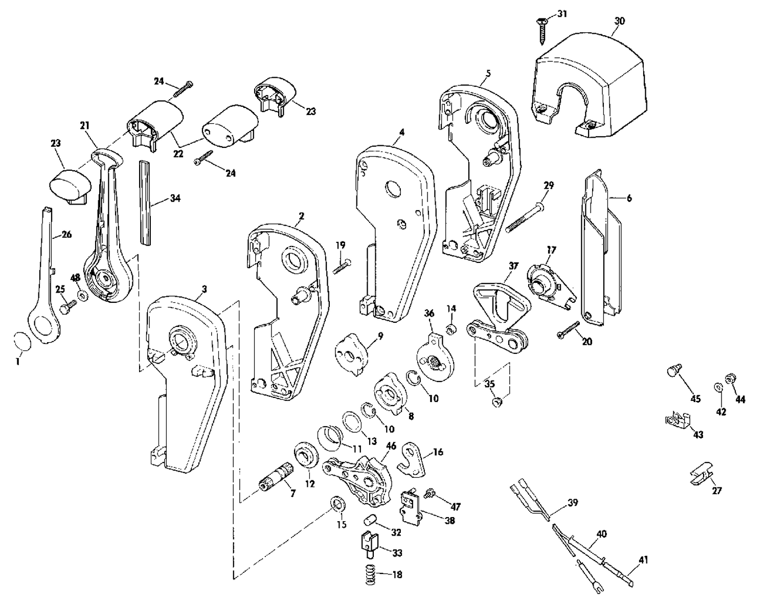 REMOTE CONTROL ASSEMBLY - BINNACLE MOUNT, DUAL LEVER