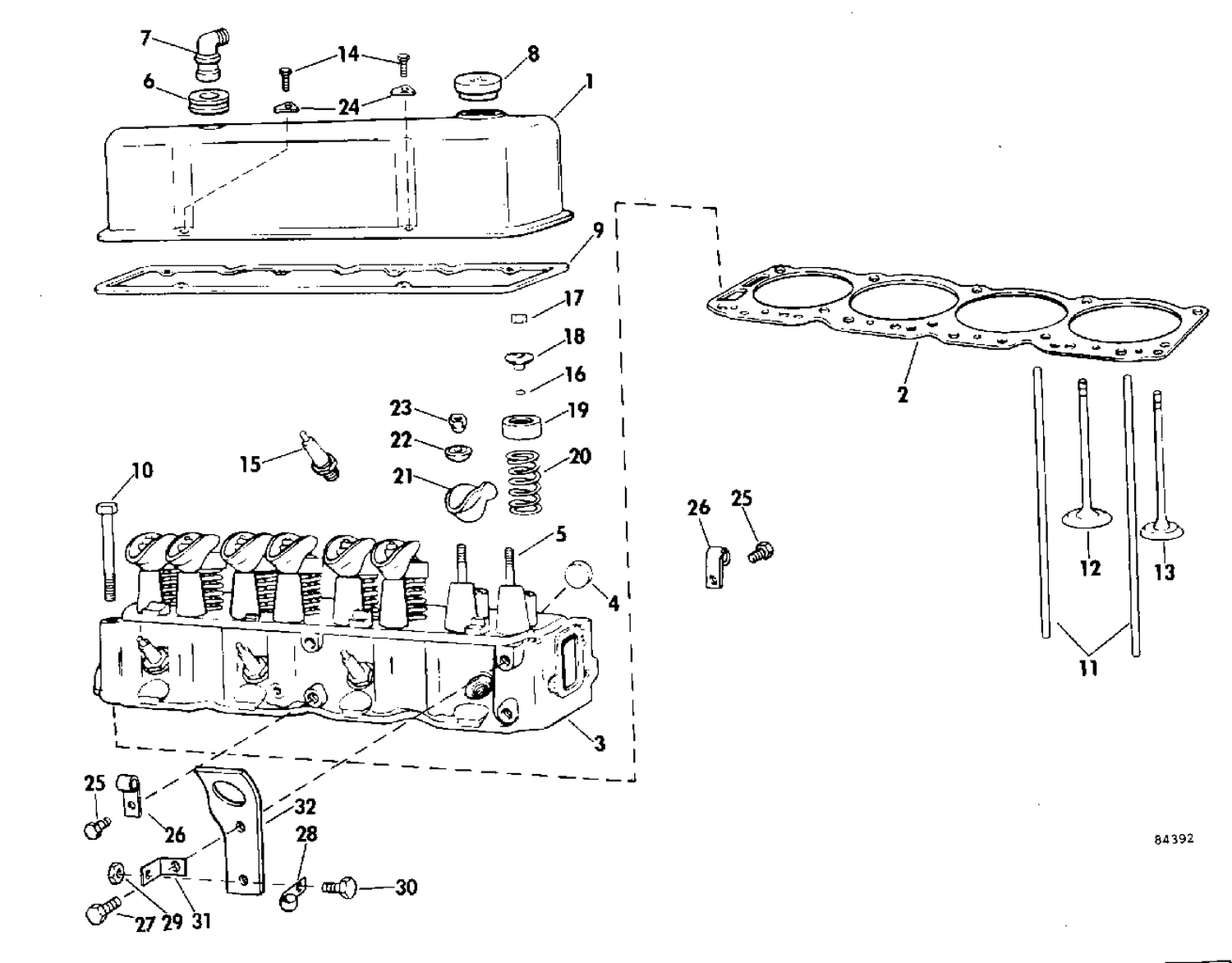 HEAD AND ROCKER ARM GROUP 120 HP
