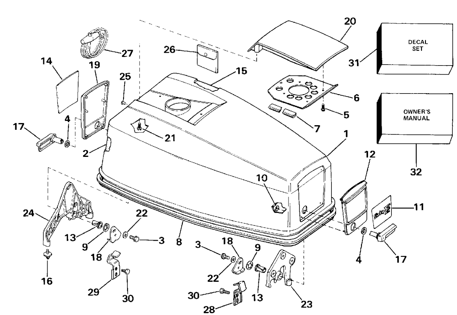 ENGINE COVER - EVINRUDE ELECTRIC START MODELS