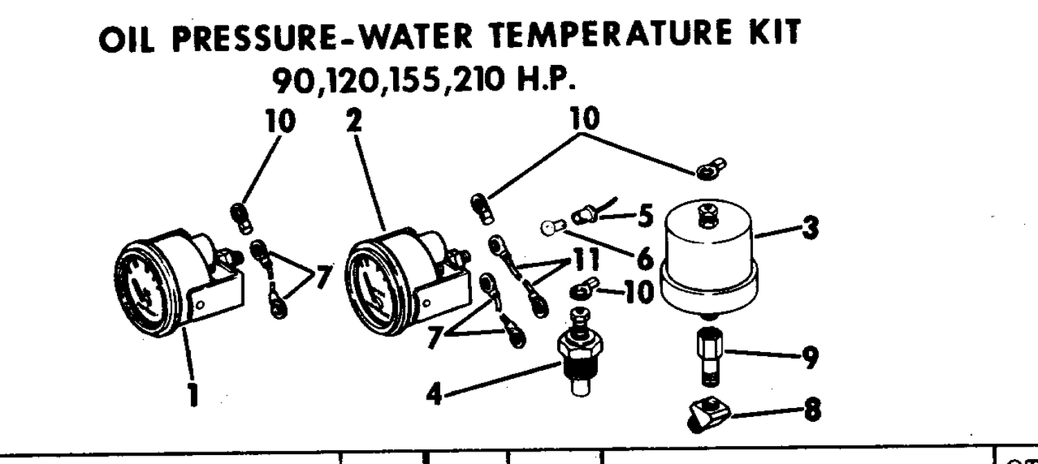 OIL PRESSURE-WATER TEMPERATURE KIT 90, 120, 155, 210 H.P.