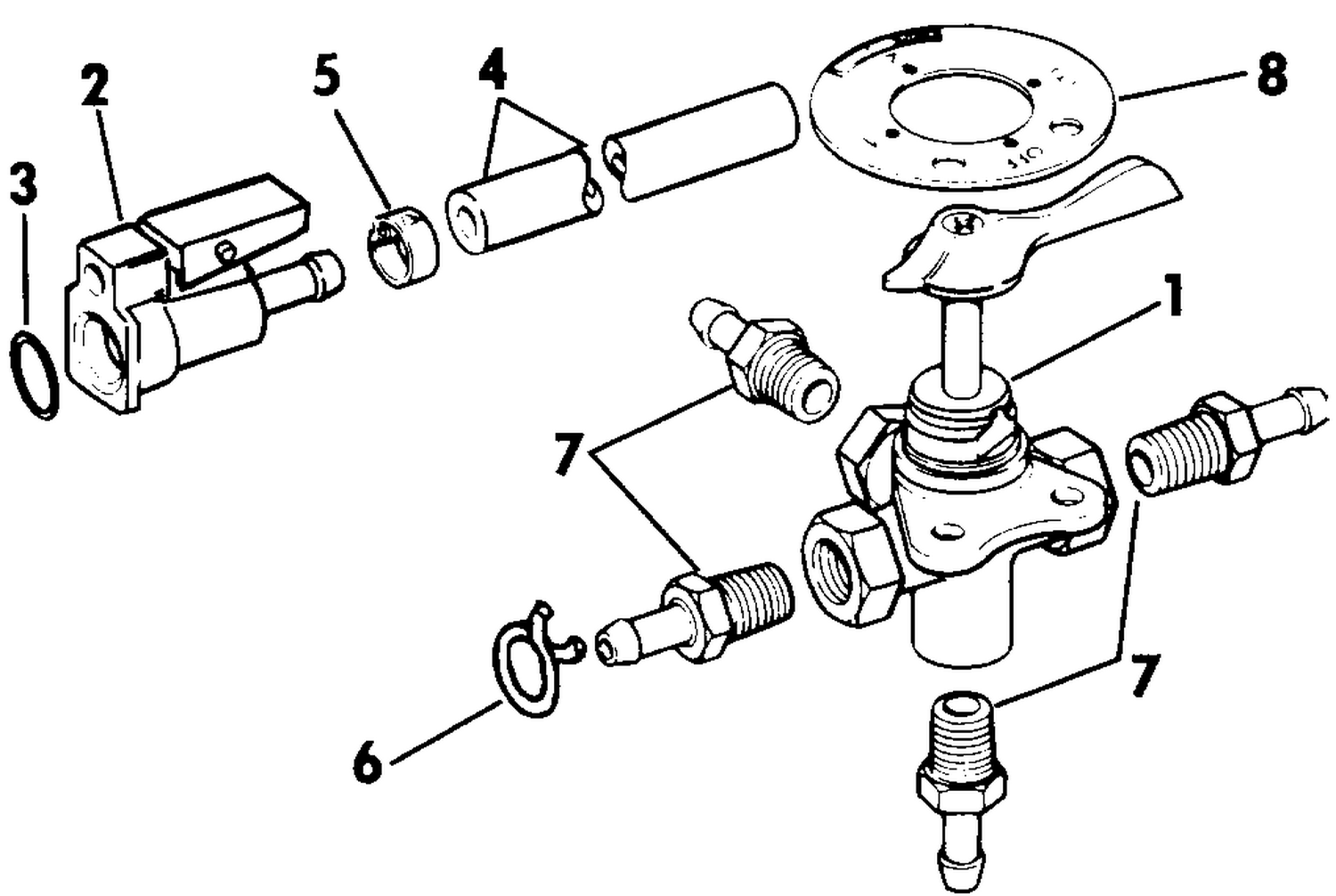 FOUR-WAY VALVE KIT - 5/16 IN. I.D. FUEL HOSE
