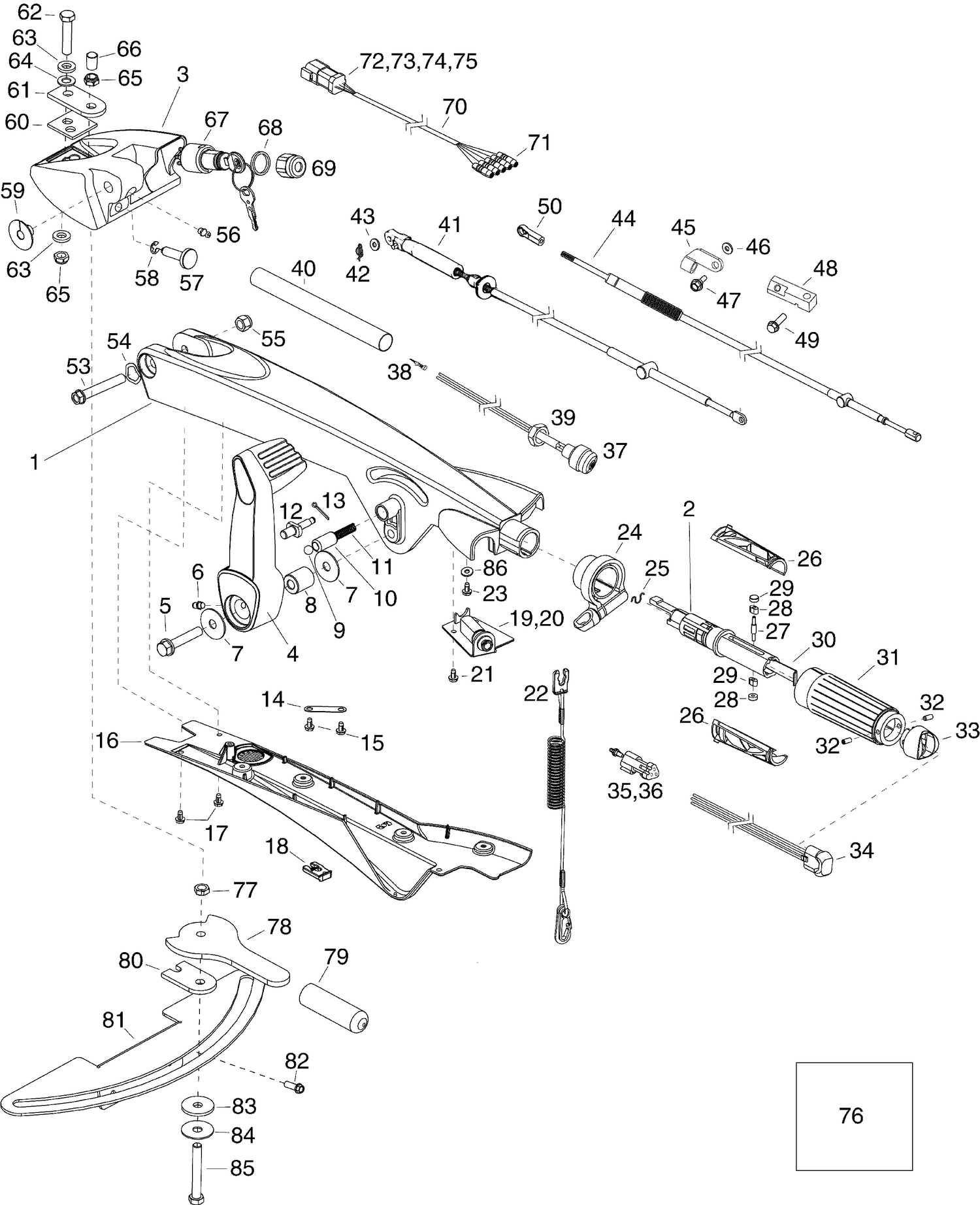 TILLER KIT - 75,90 HP (E-TEC)