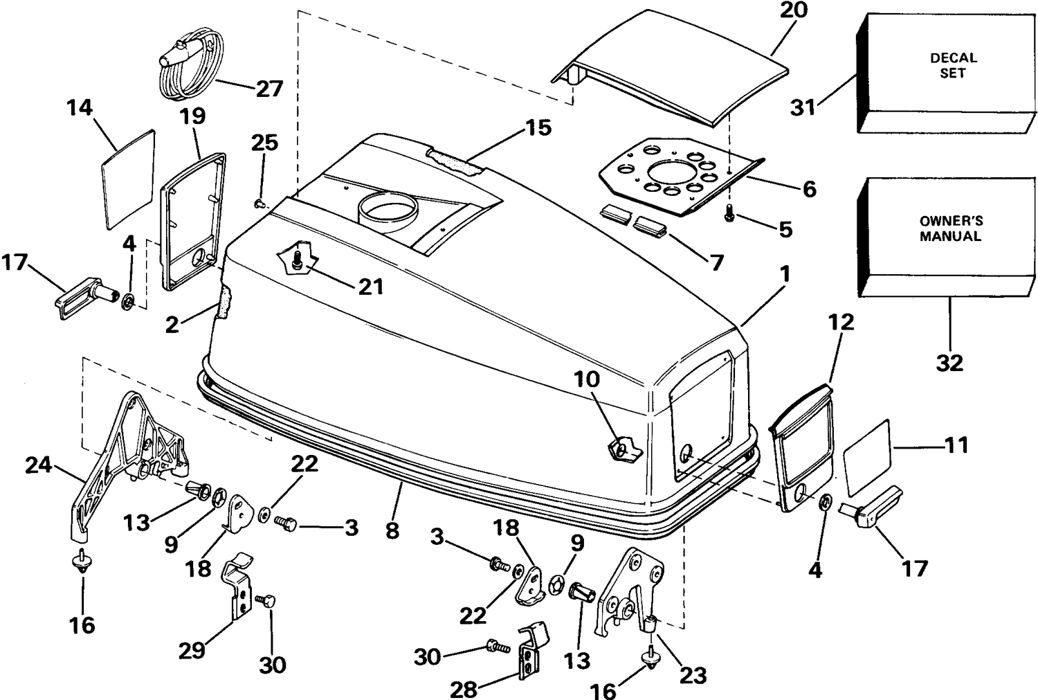 ENGINE COVER - EVINRUDE ELECTRIC START MODELS