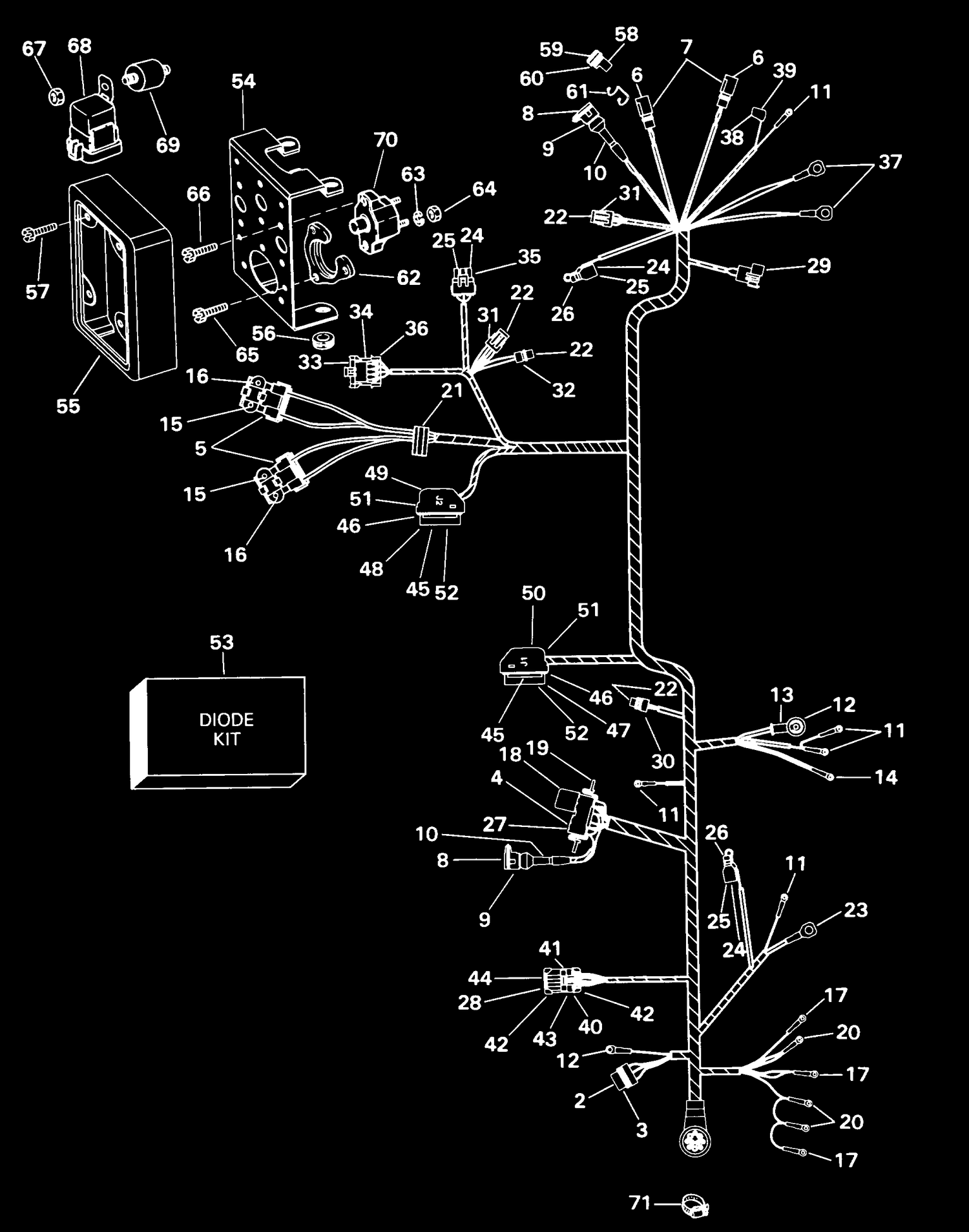 ENGINE WIRE HARNESS & BRACKET -- TBI MODELS