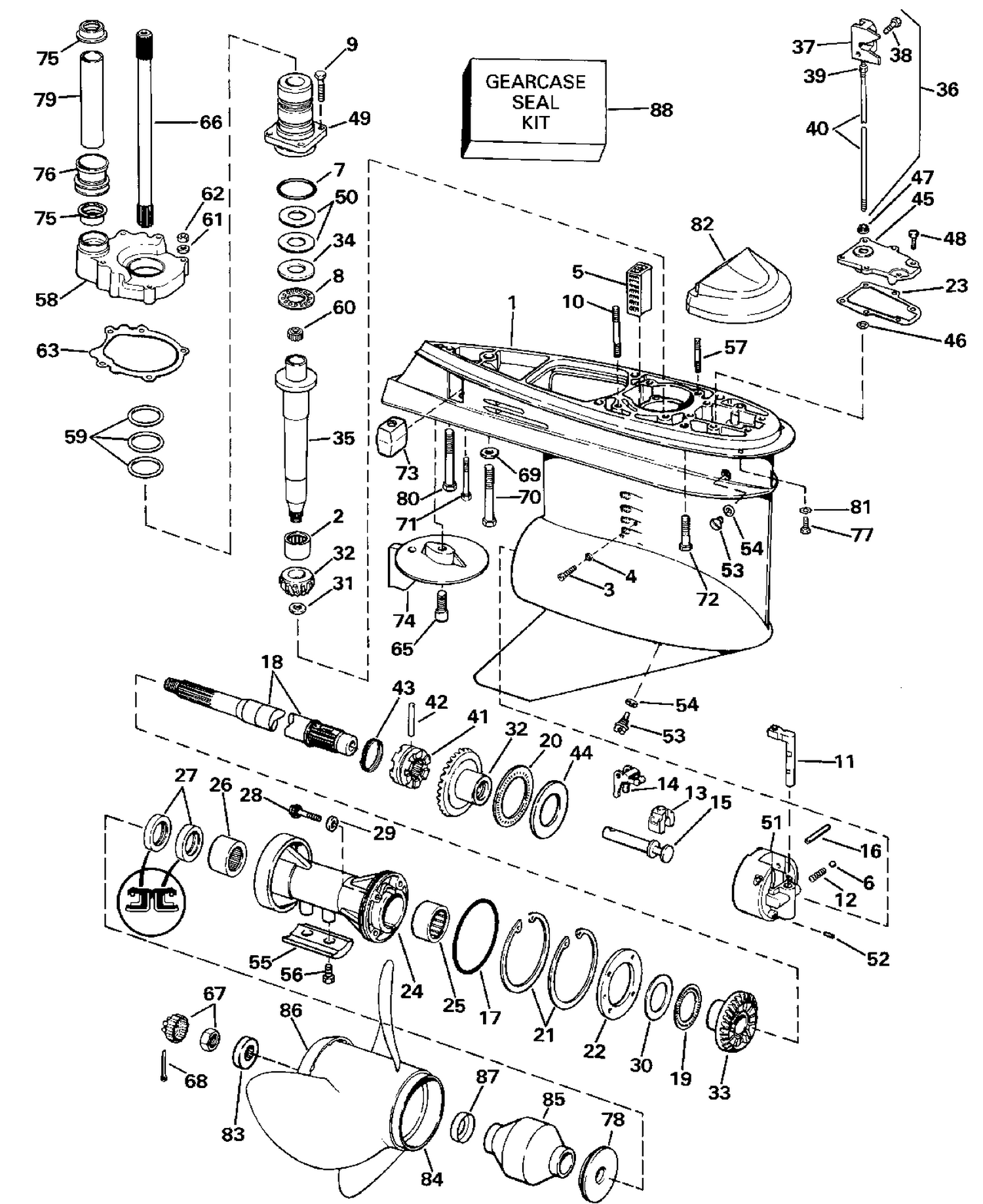 LOWER GEARCASE - STANDARD (R.H.) ROTATION
