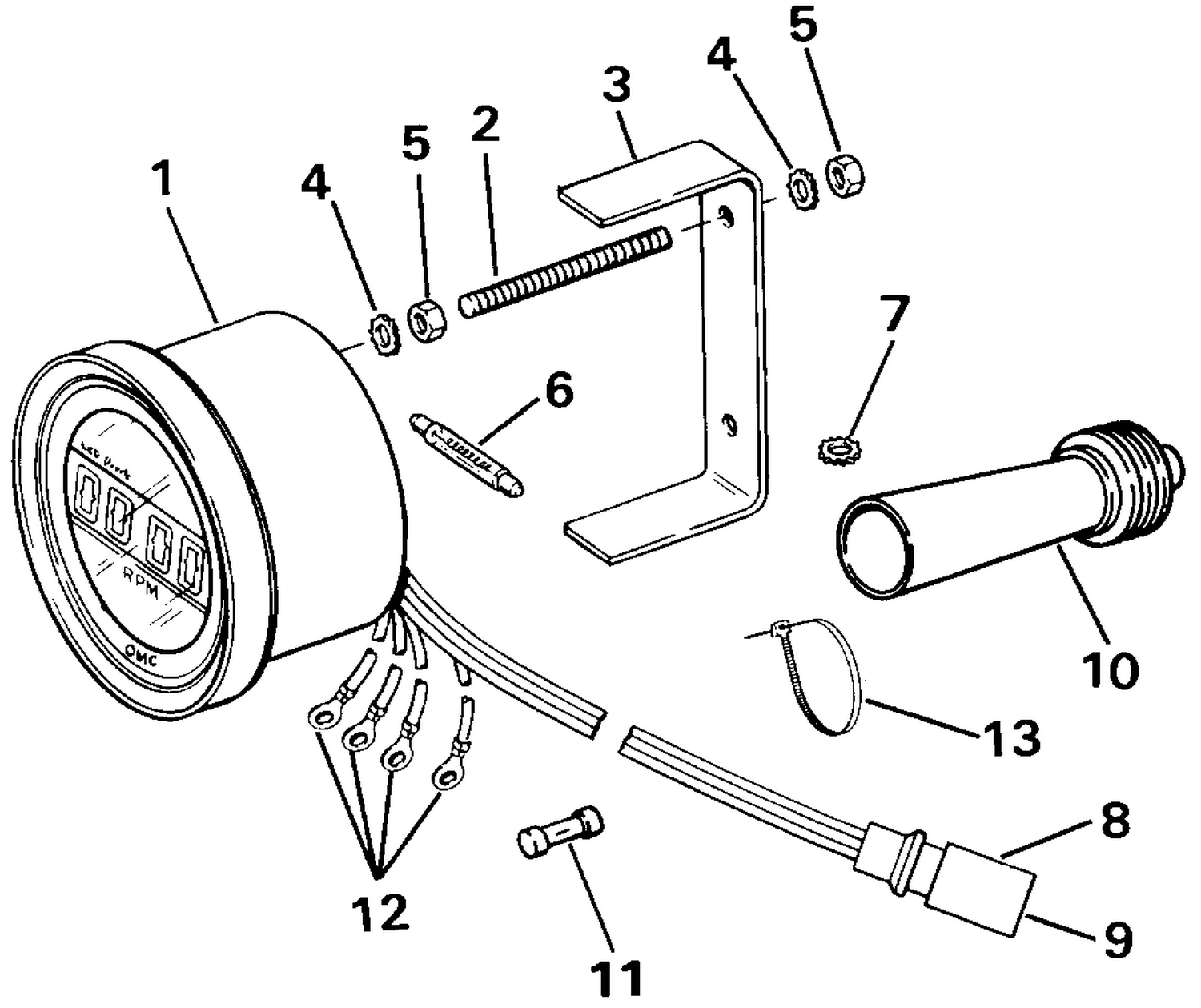 QUARTACH TACHOMETER - FLUSH MOUNT - DIGITAL - PLUG IN