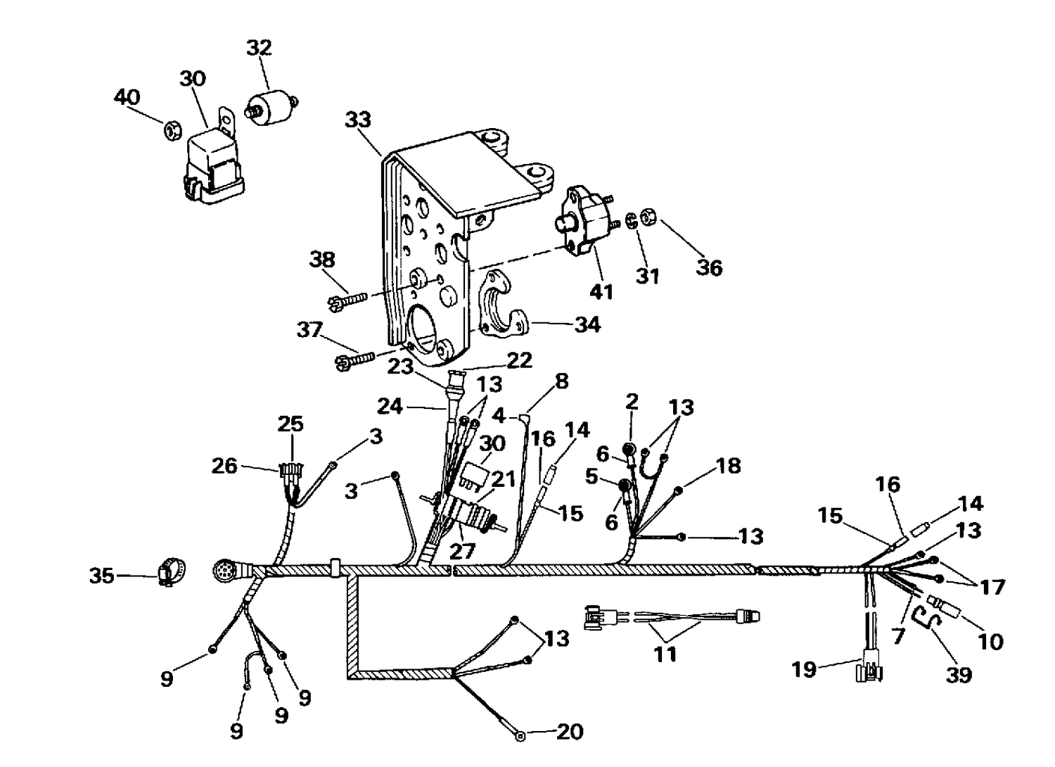 ENGINE WIRE HARNESS & BRACKET - 2V & 4V MODELS