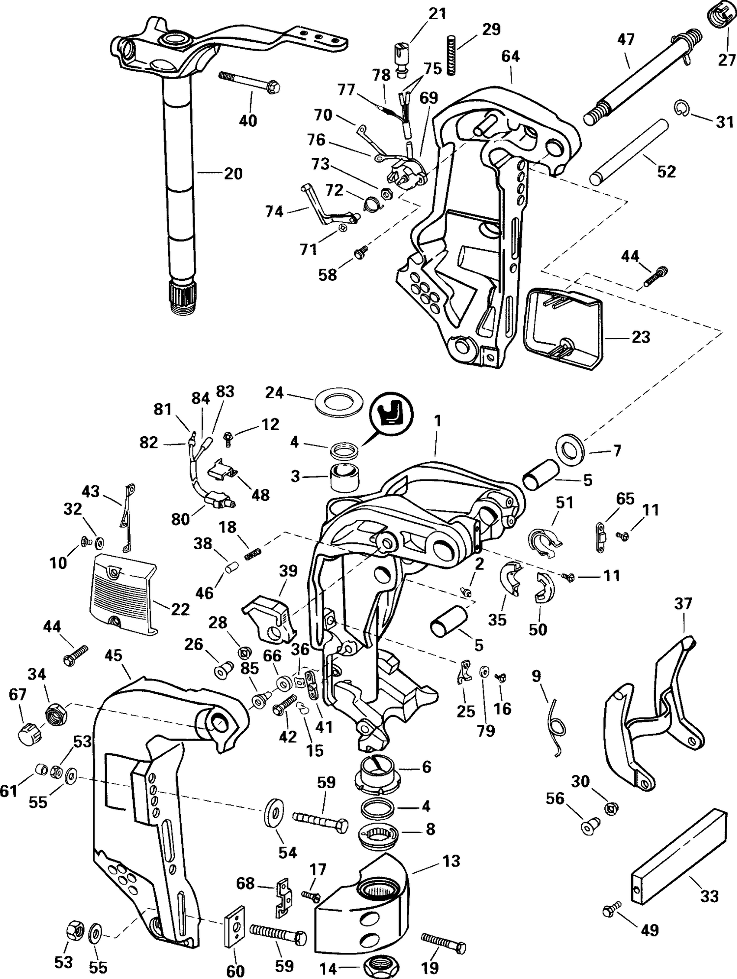 STERN & SWIVEL BRACKET - 105WP MODELS