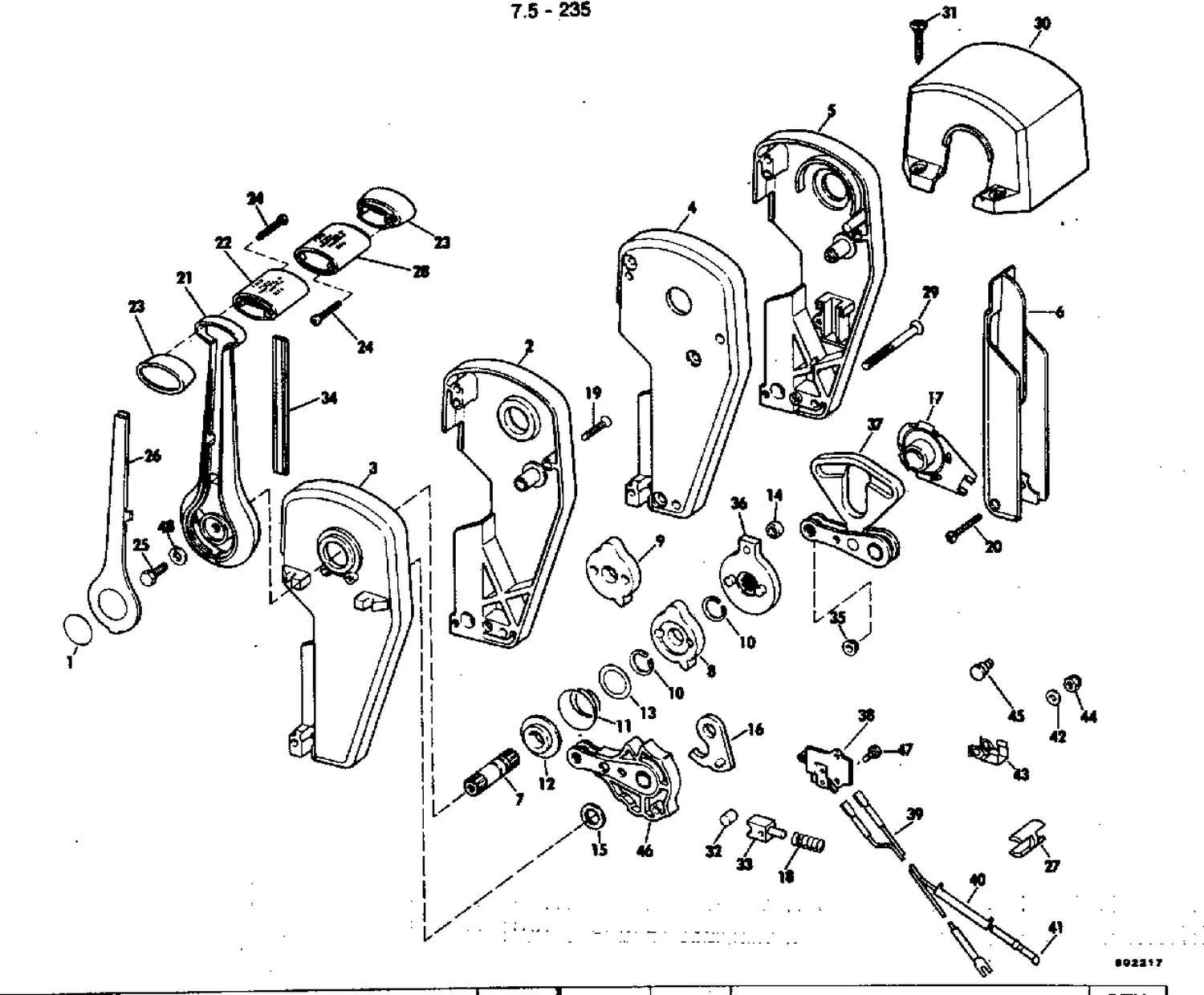 REMOTE CONTROL ASSEMBLY-BINNACLE MOUNT-DUAL LEVER 7.5-235