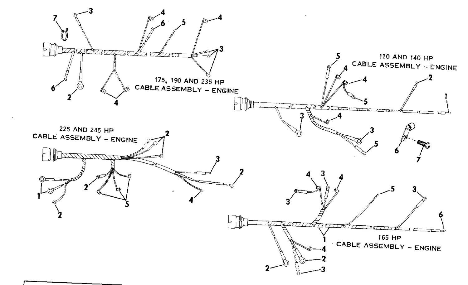 CABLE ASSEMBLY-ENGINE-120 & 140 HP WITHOUT SELECTRIM