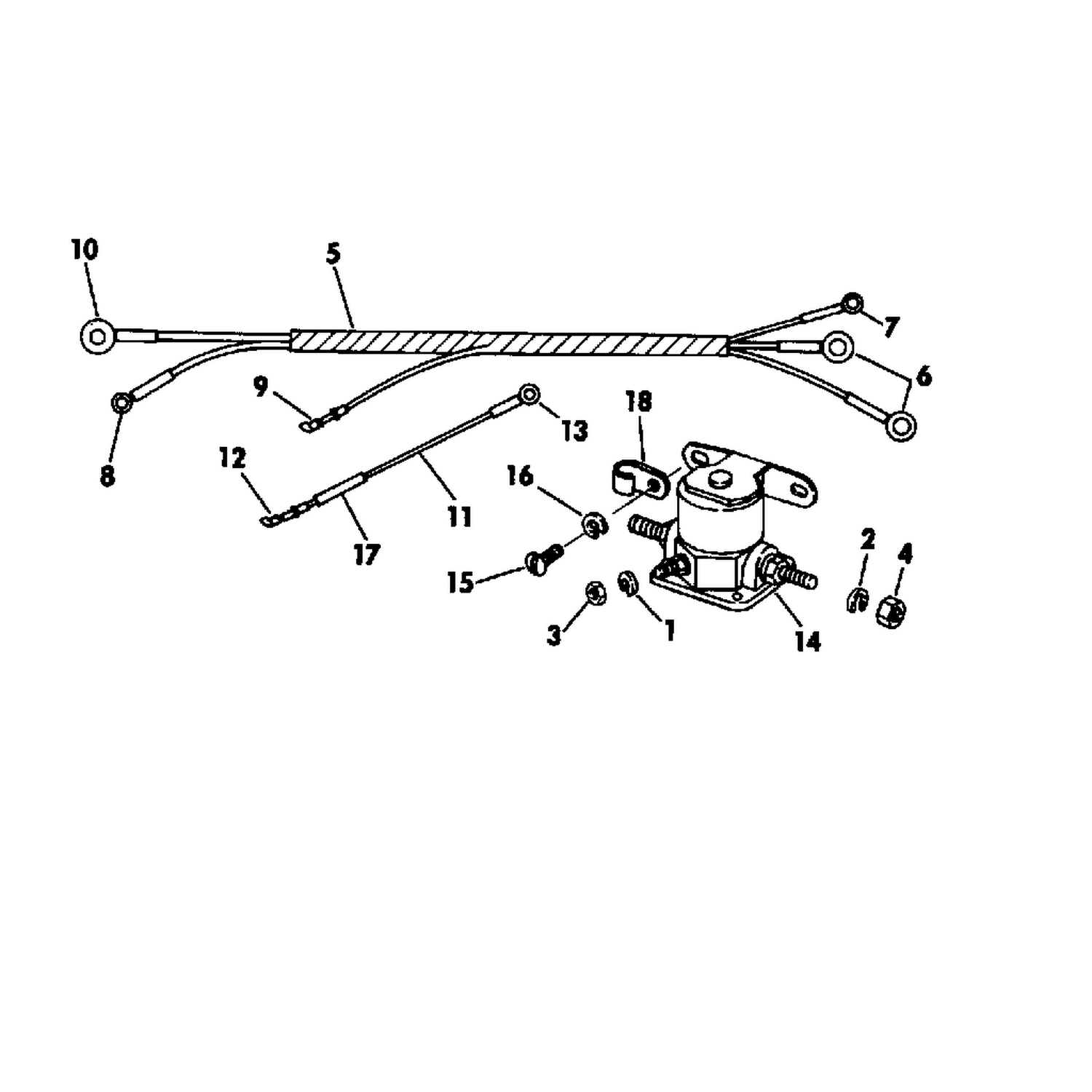 STARTER SOLENOID & CABLE ASSEMBLY 100 & 120 HP W/MANUAL TRIM