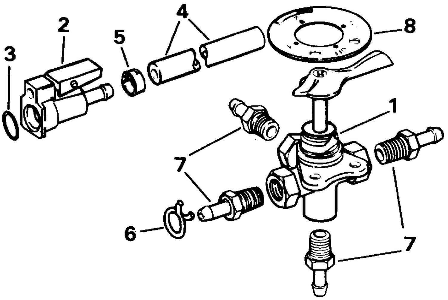 FOUR-WAY VALVE KIT - 5/16 IN. I.D. FUEL HOSE