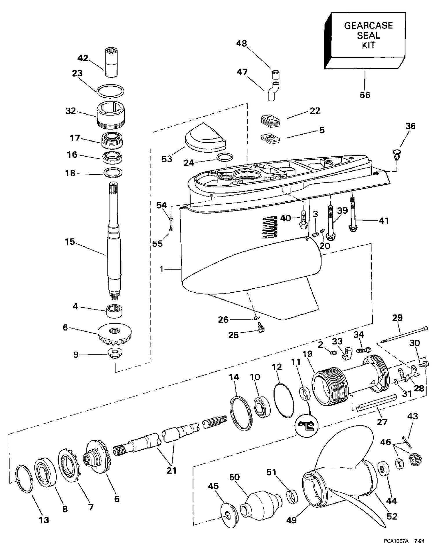 LOWER GEARCASE -- SINGLE PROP