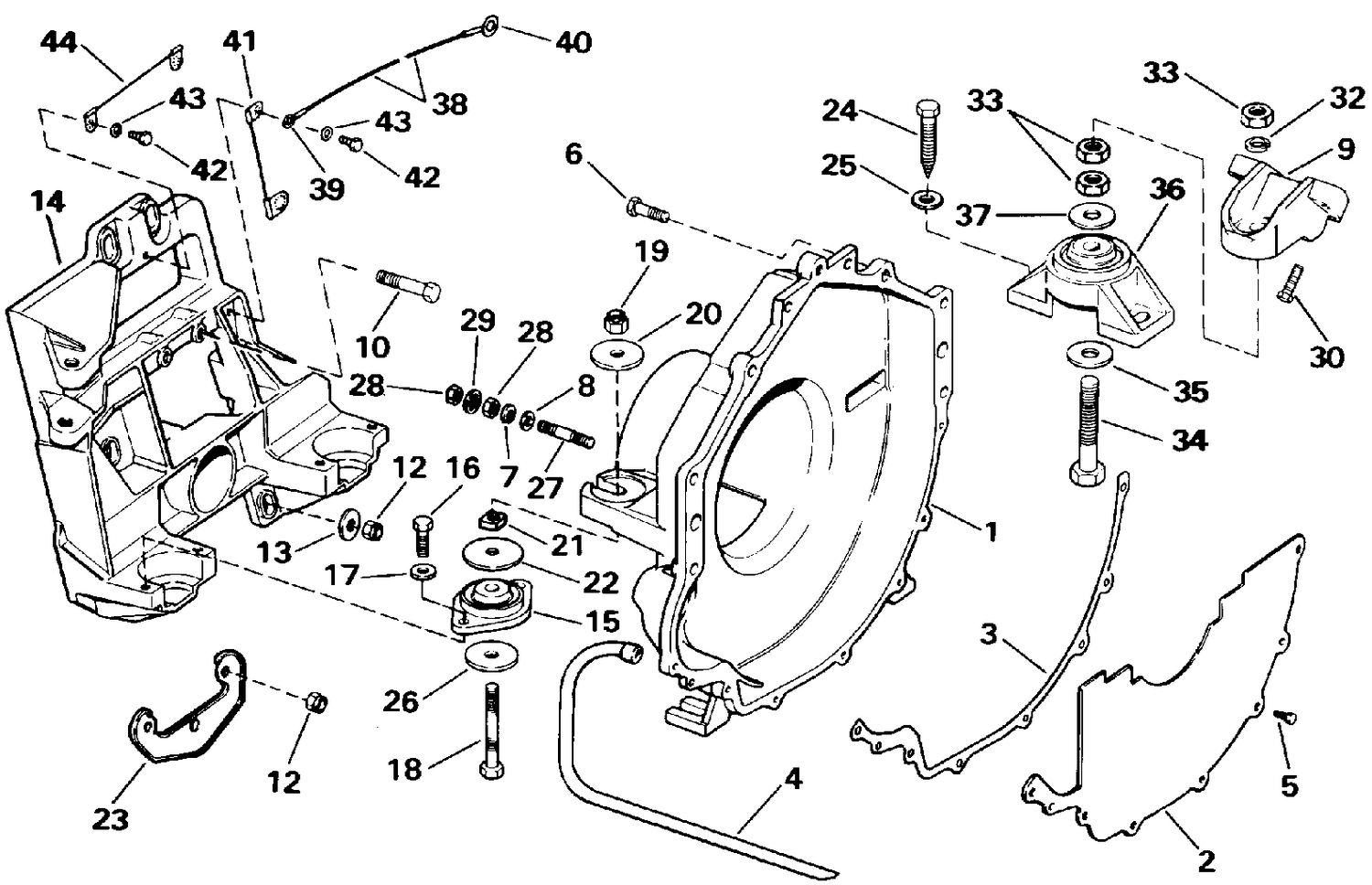 TRANSOM PLATE, FLYWHEEL HOUSING & MOUNTS