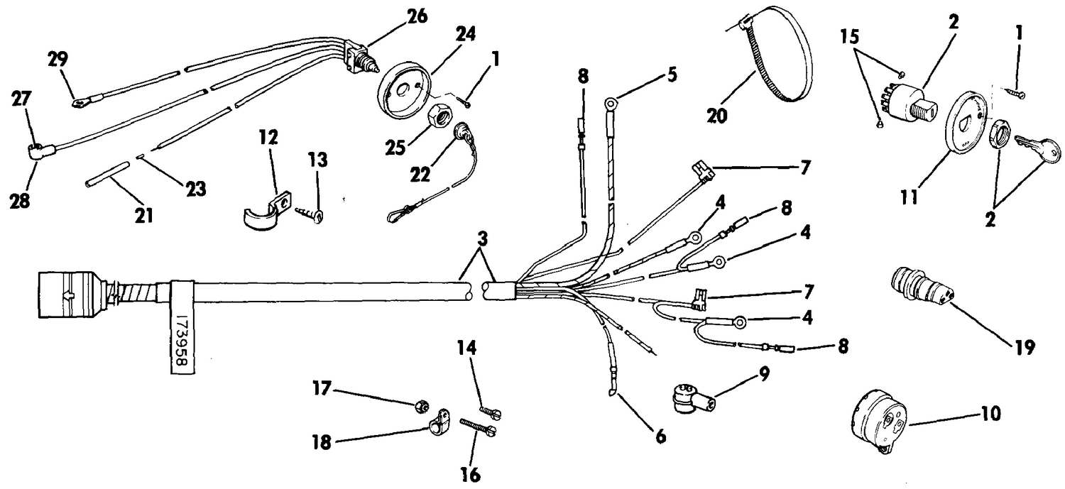 WIRING KIT SINGLE LEVER CNTRL 25,30,35 ELEC. START 50-V6