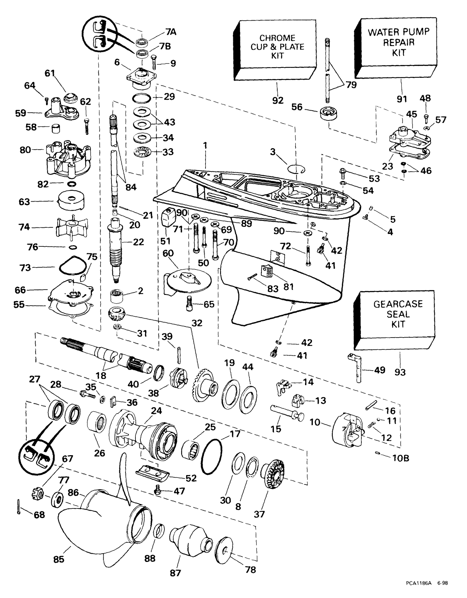 GEARCASE -- 90 & 115 PL AND 90 & 115 SPL MODELS