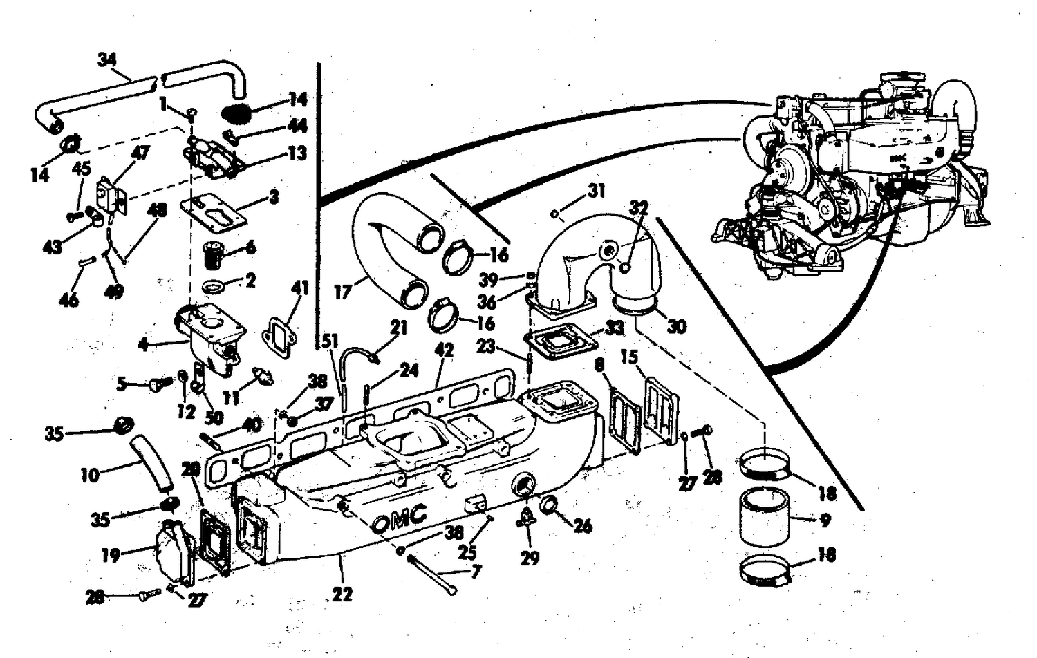 COOLING SYSTEM GROUP 165 HP STERN DRIVE