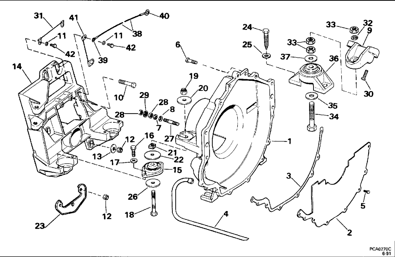 TRANSOM PLATE, FLYWHEEL HOUSING & MOUNTS