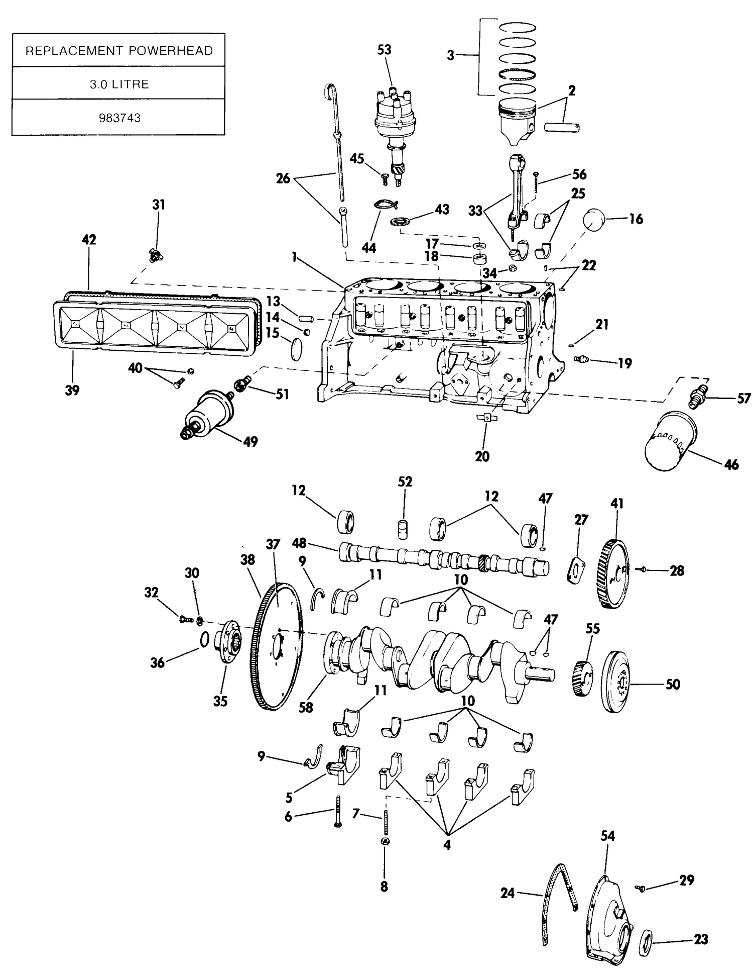 CRANKCASE GROUP 3.0 LITRE MODELS