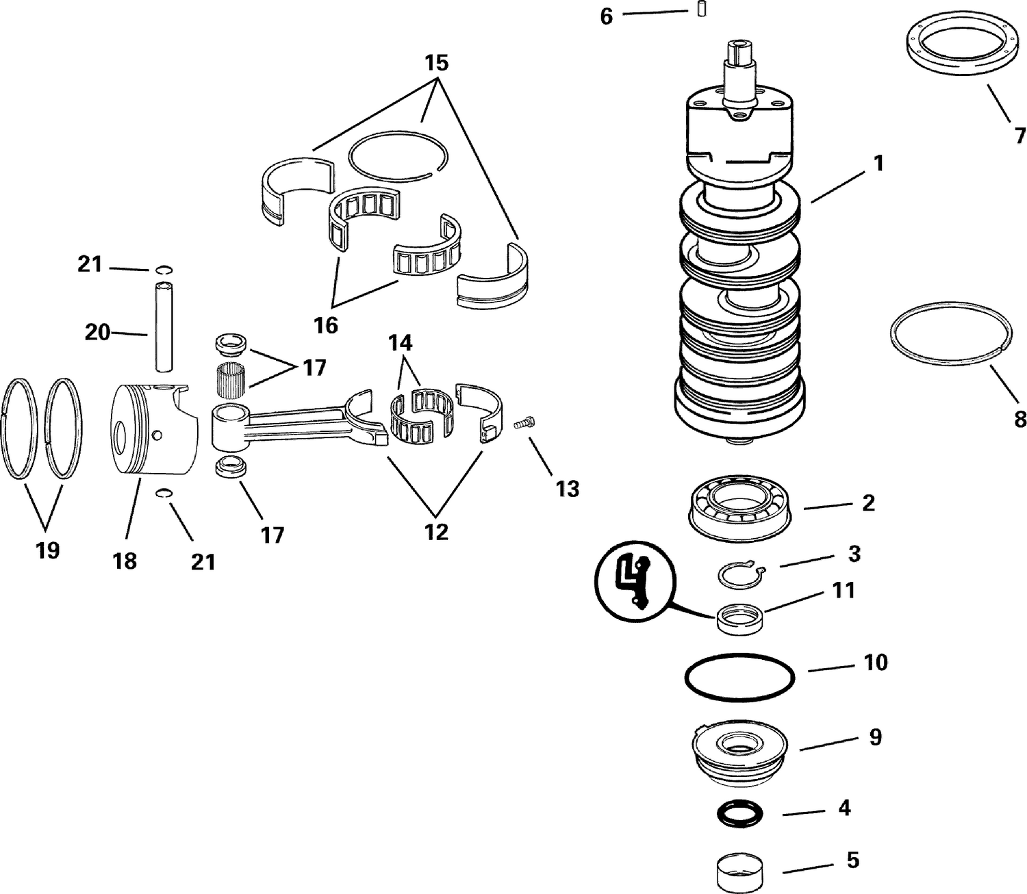 CRANKSHAFT & PISTONS