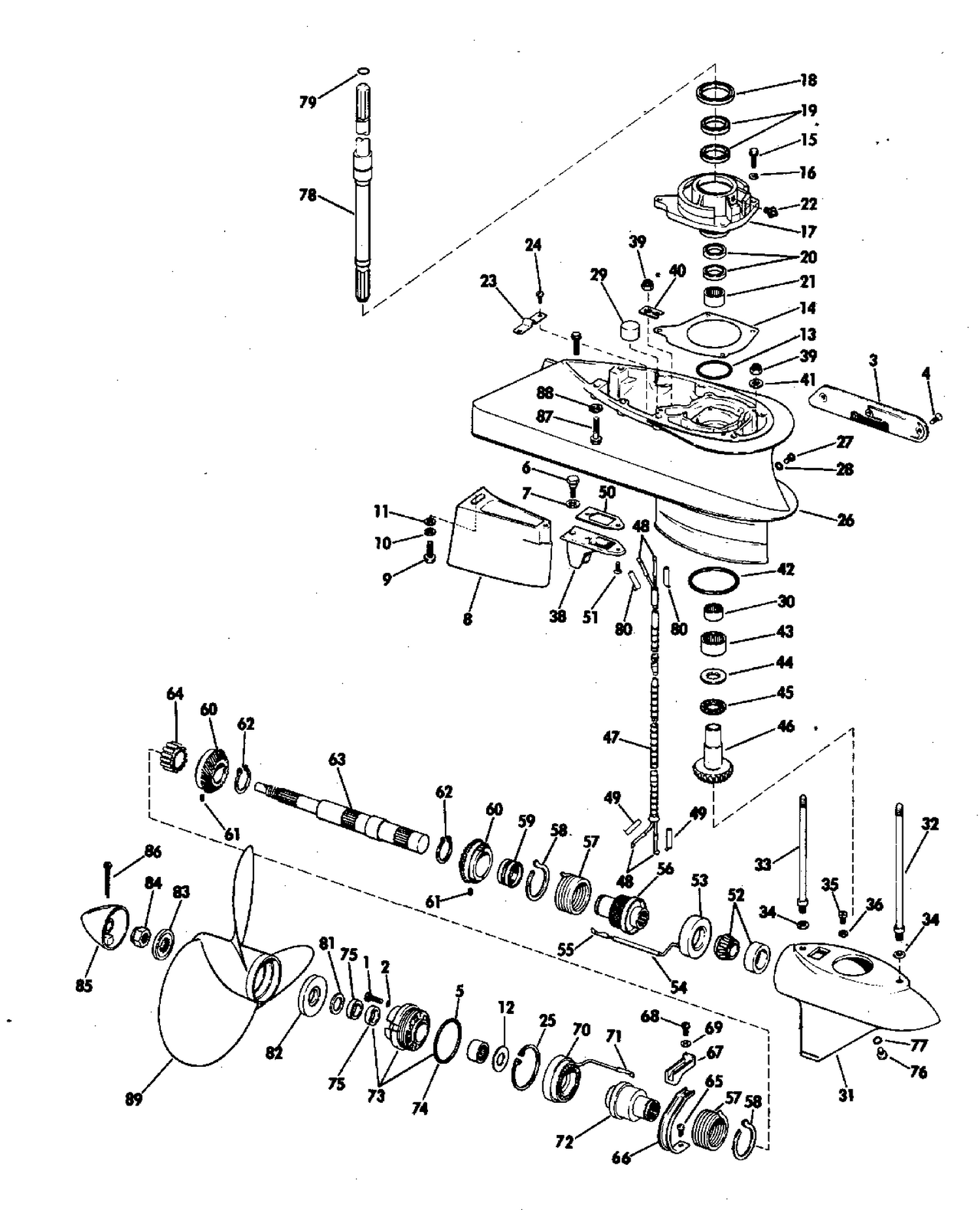LOWER GEARCASE GROUP 80 HP