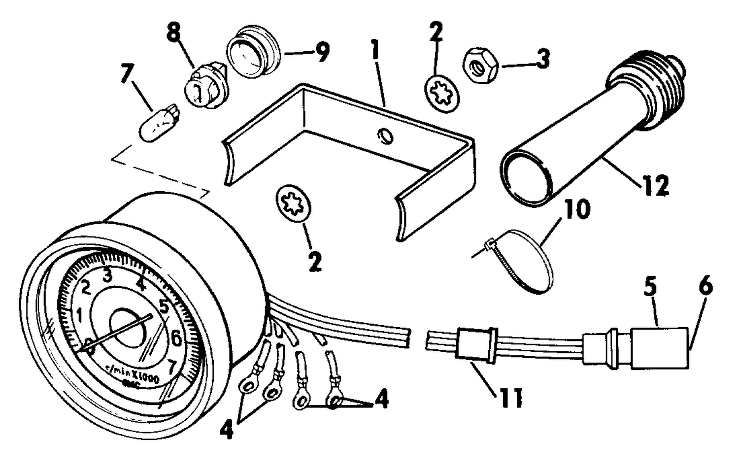 TACHOMETER KIT - FLUSH MOUNT - PLUG IN - TRADITIONAL SERIES