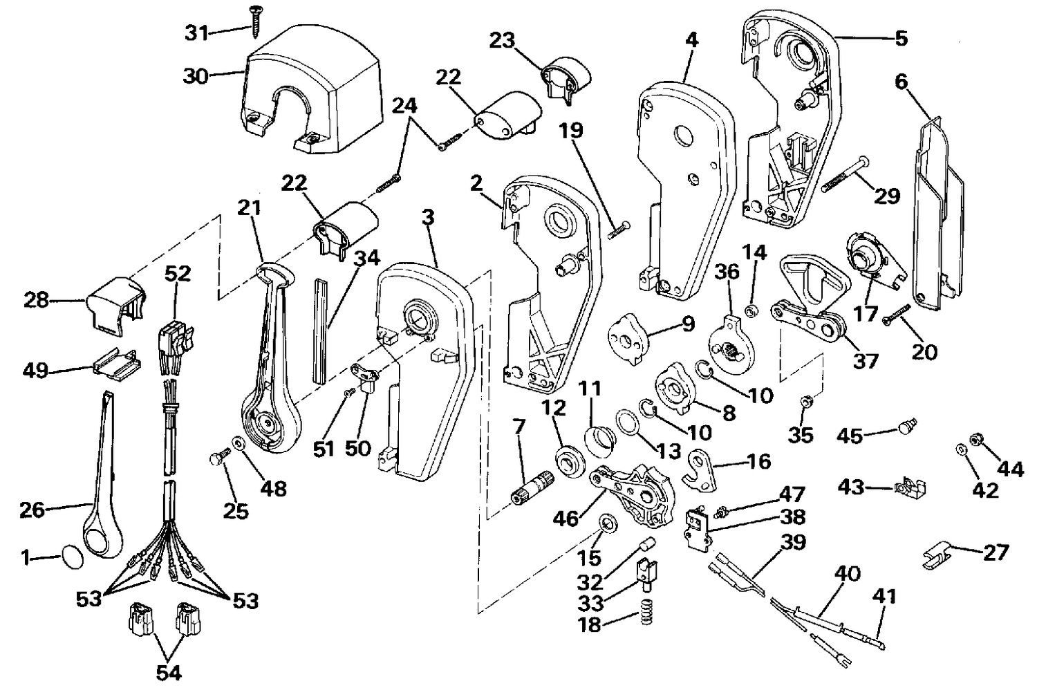 REMOTE CONTROL ASSEMBLY - BINNACLE MOUNT, DUAL LEVER